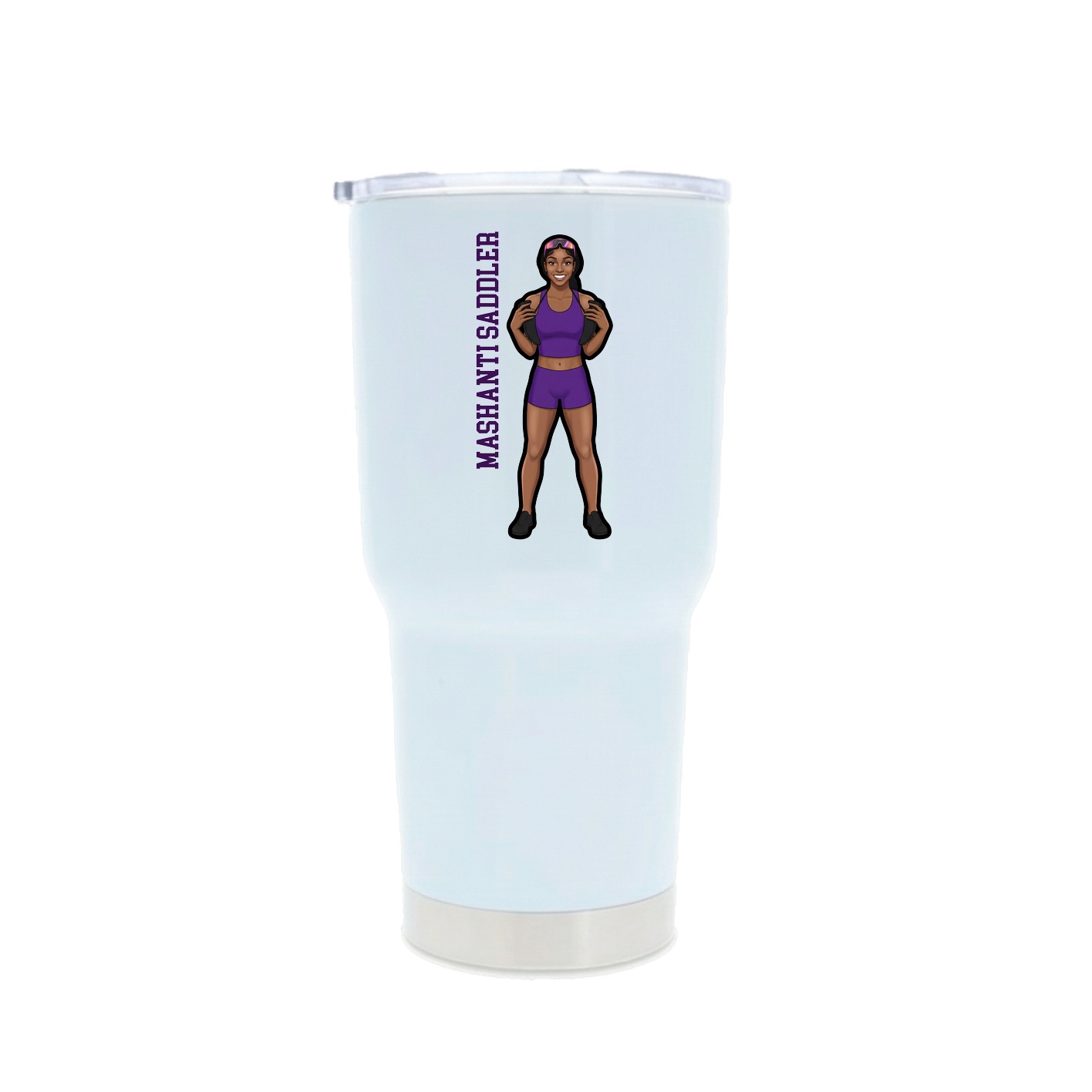 30oz Stainless Steel Tumbler — Name Vertical in White
