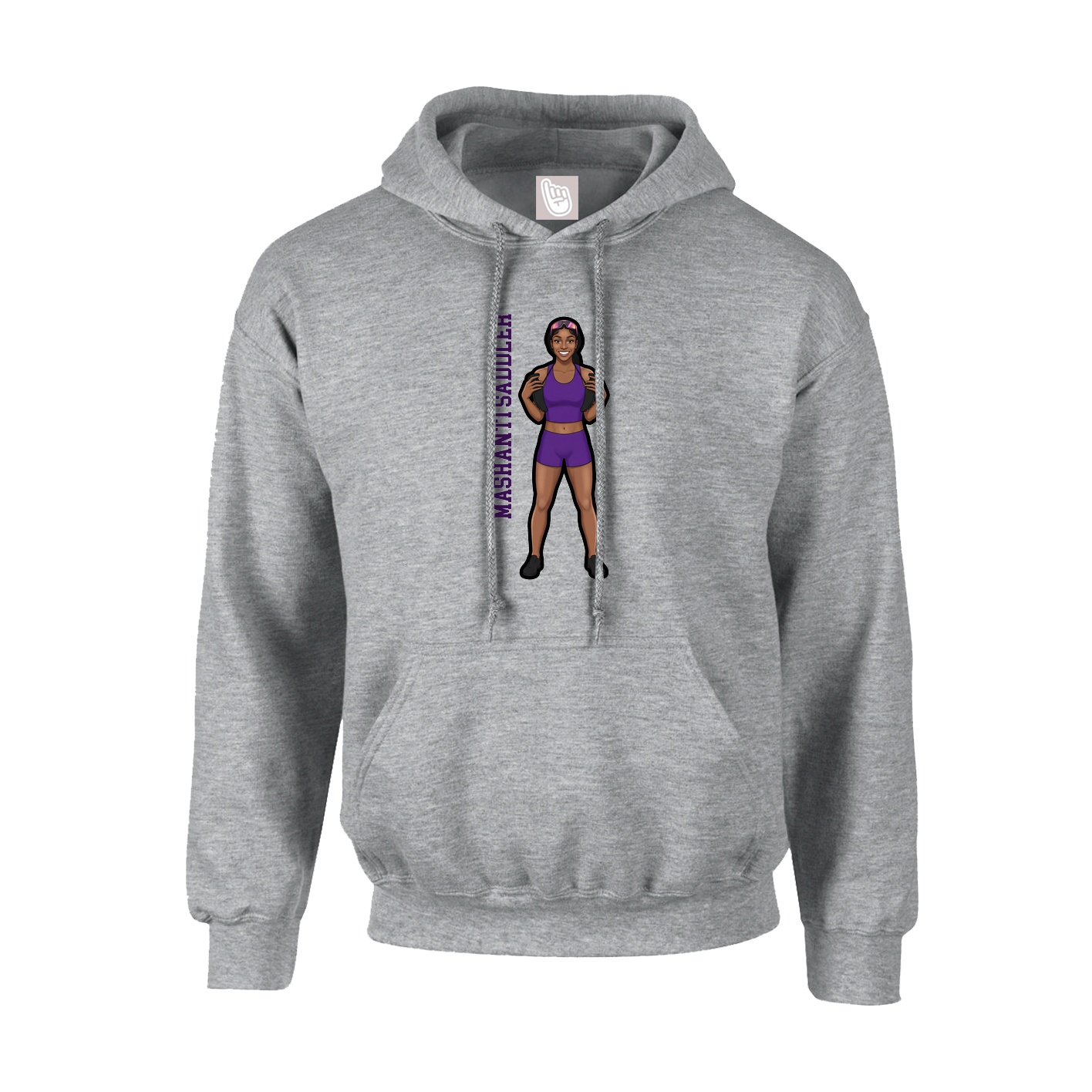 Youth Hoodie — Name Vertical in Grey