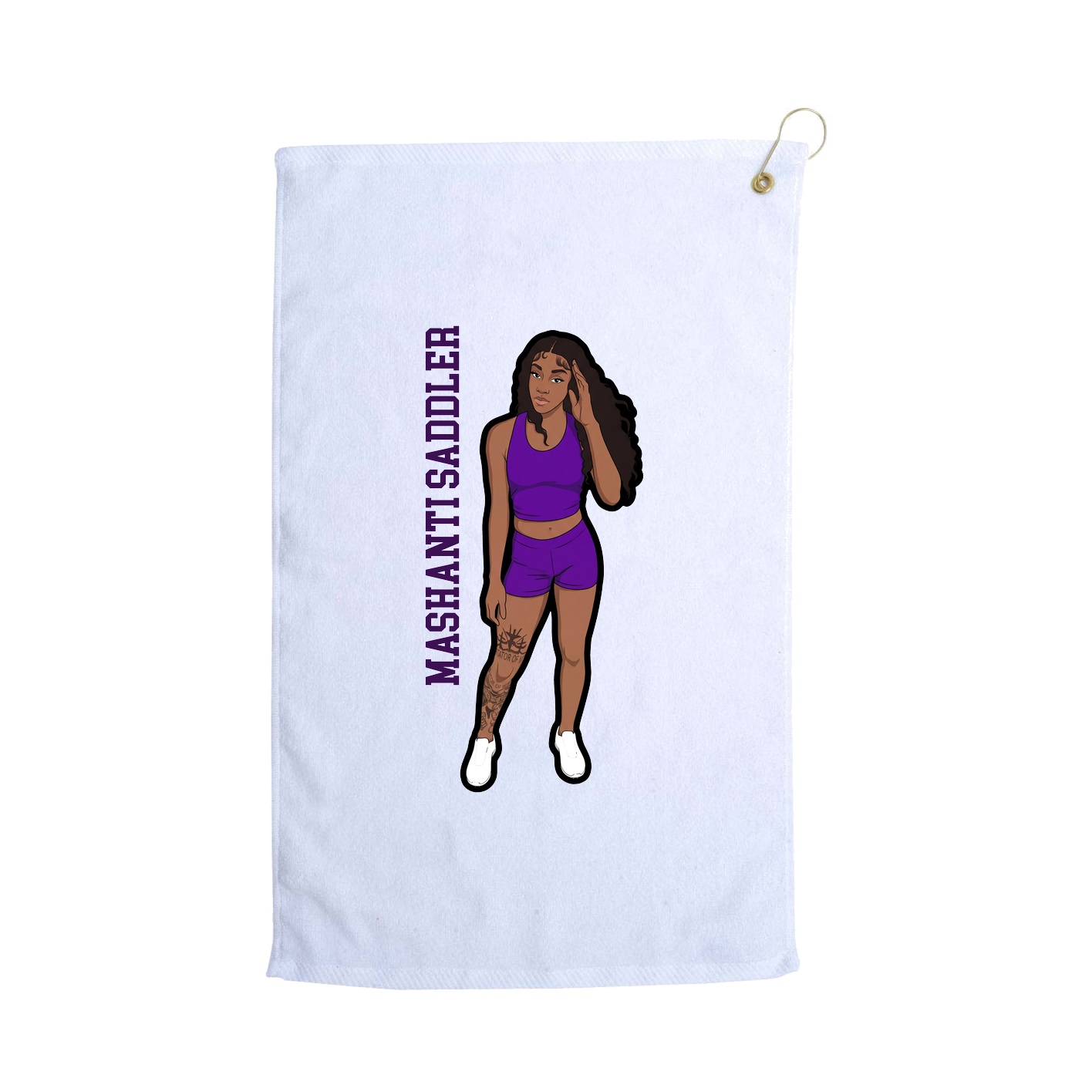 Golf Towel — Name Vertical in White