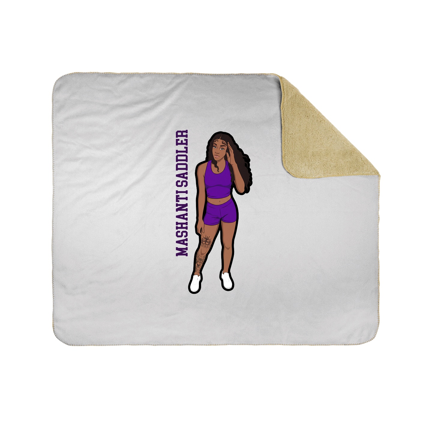 Throw Blanket — Name Vertical in White