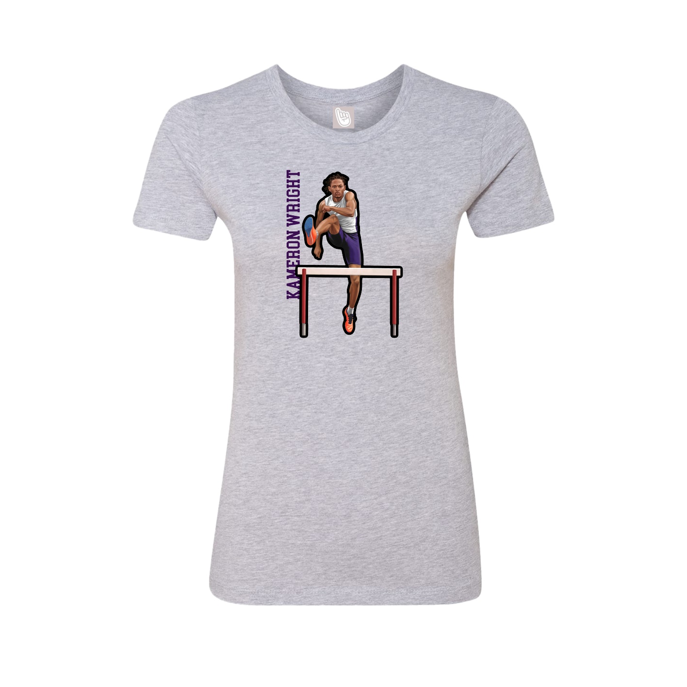 Fitted Women's Tee — Name Vertical in Grey
