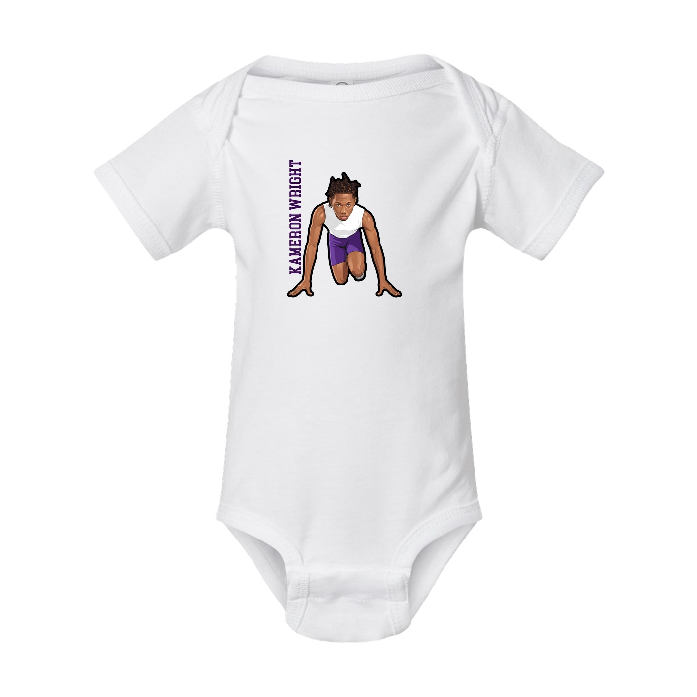 Baby Onesie — Name Vertical in White