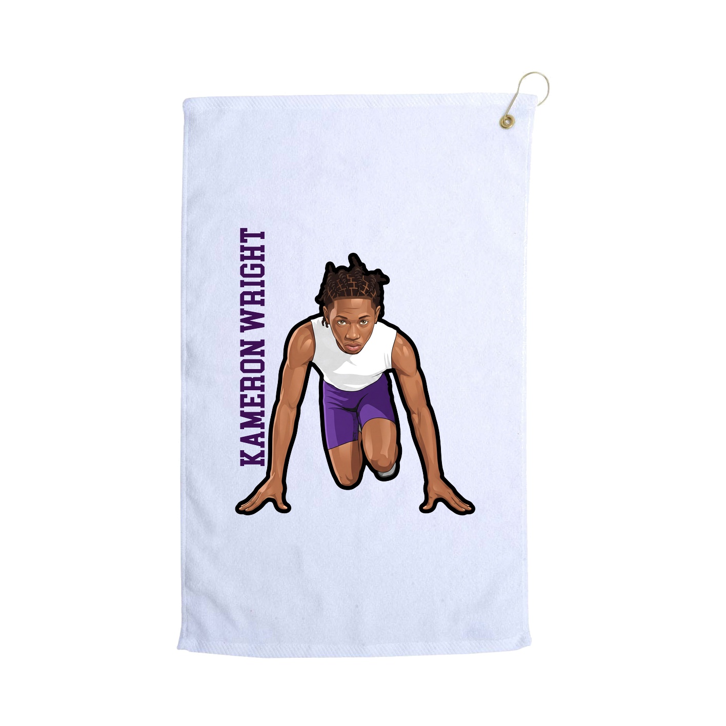 Golf Towel — Name Vertical in White