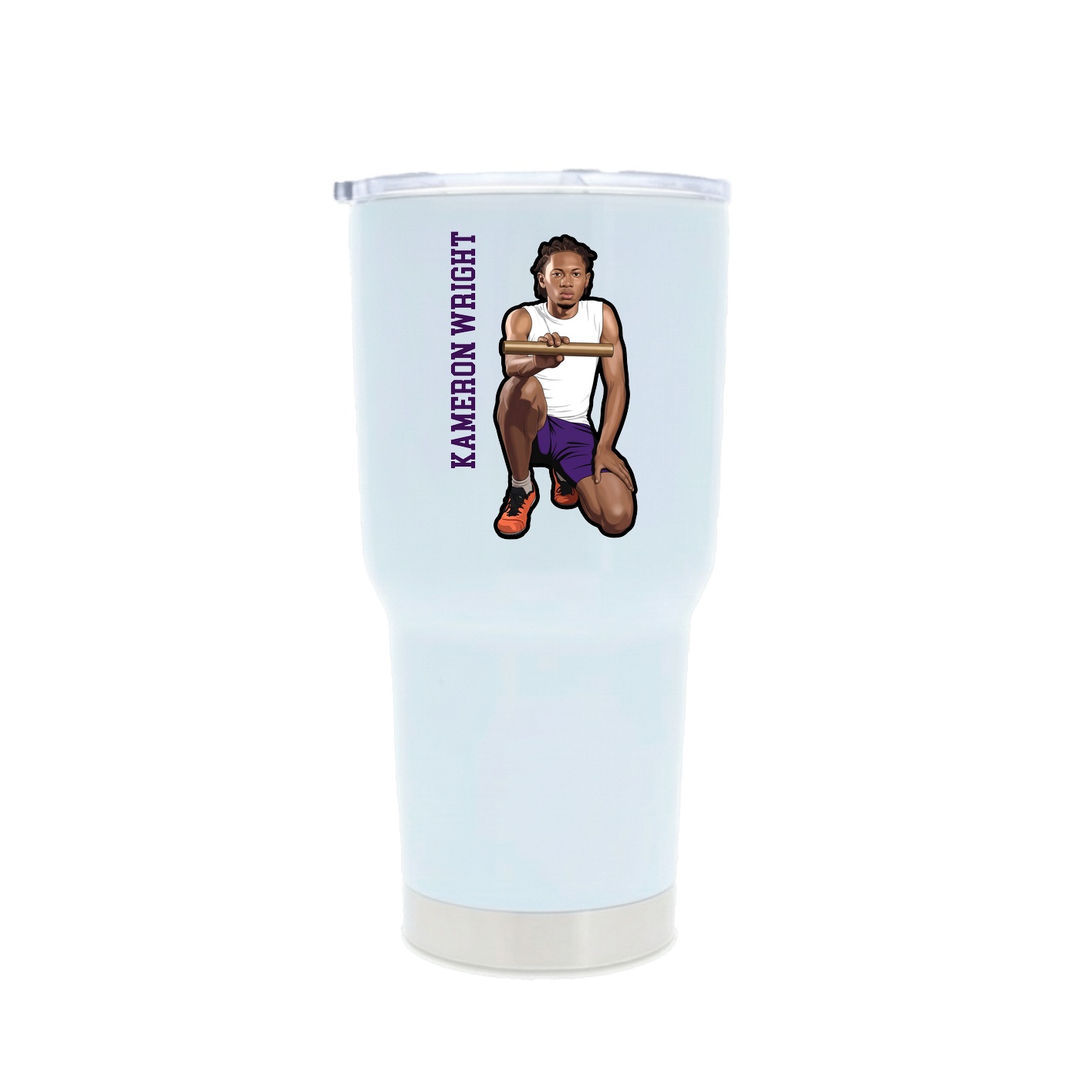 30oz Stainless Steel Tumbler — Name Vertical in White