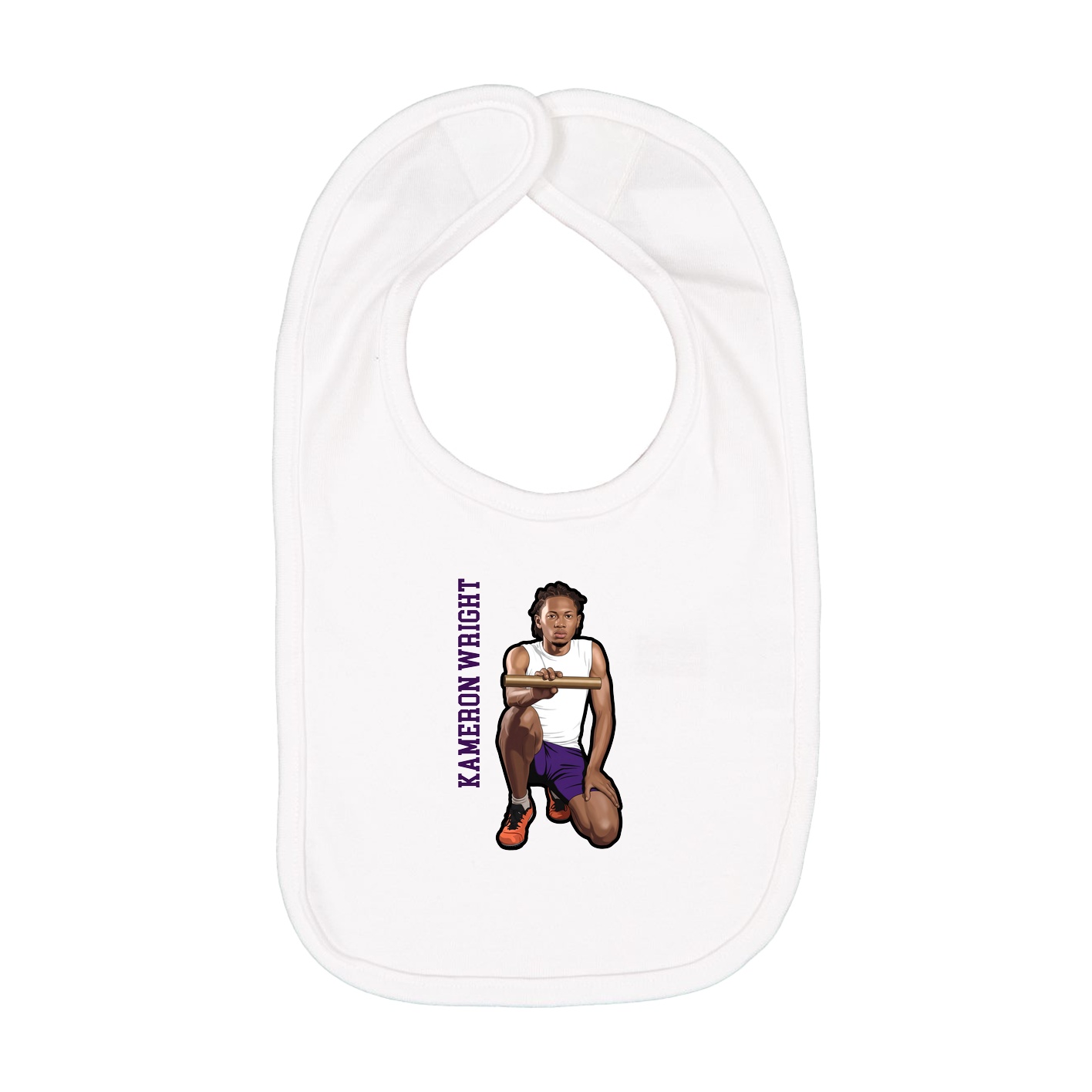 Infant Bib — Name Vertical in White