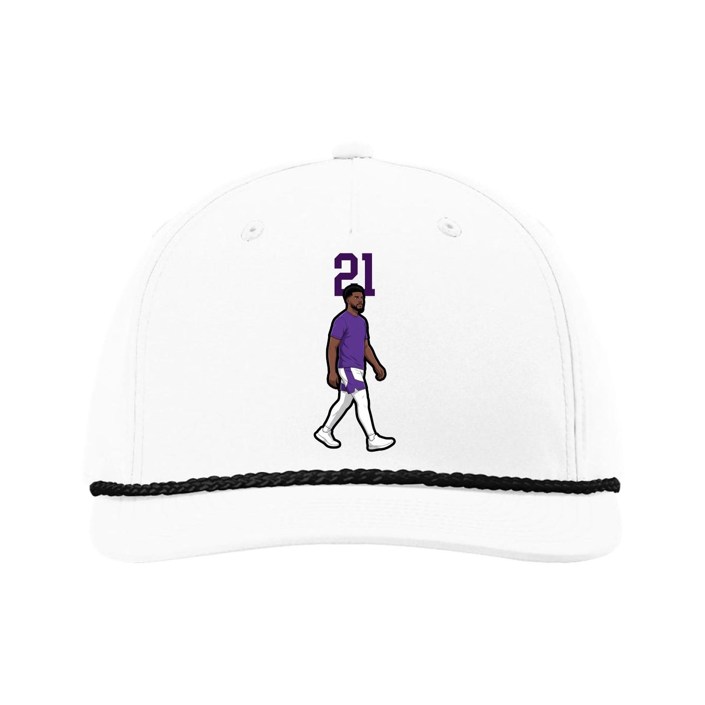 Five-Panel Classic Rope Cap — Number Top in White