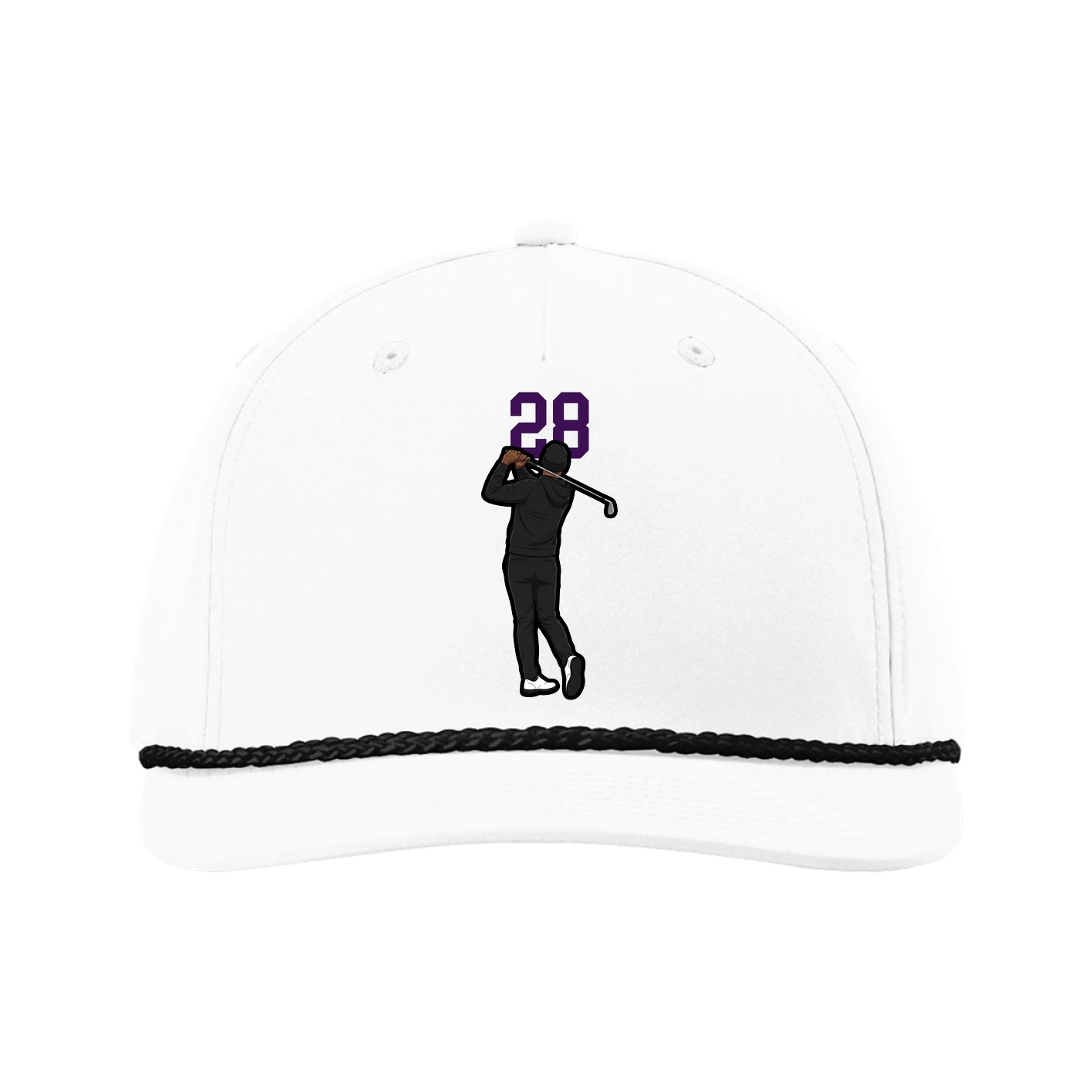 Five-Panel Classic Rope Cap — Number Top in White