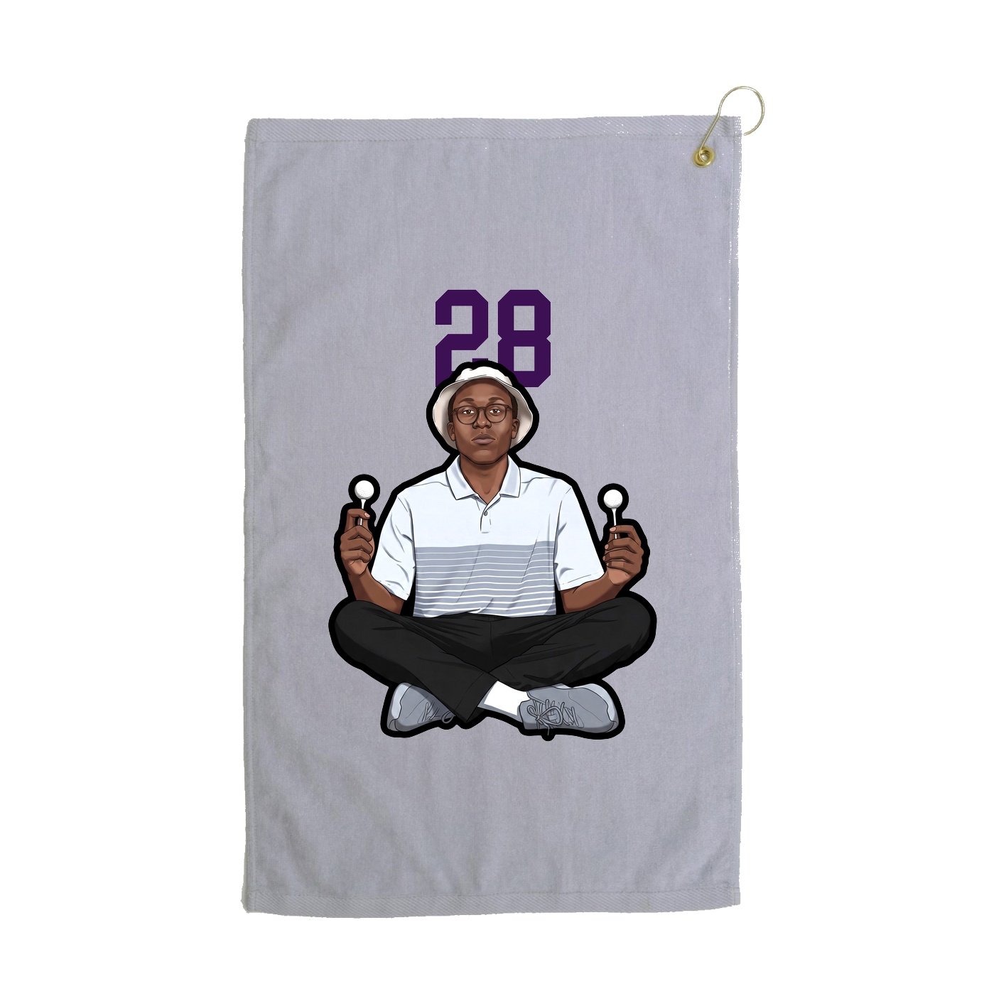 Golf Towel — Number Top in Grey