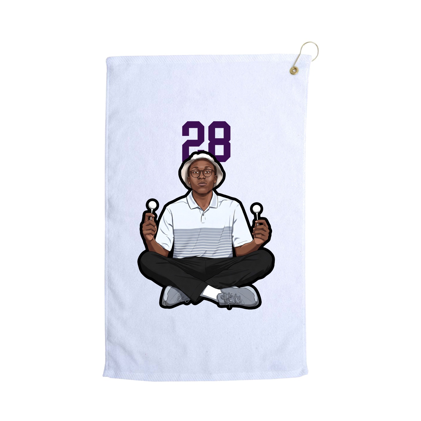 Golf Towel — Number Top in White