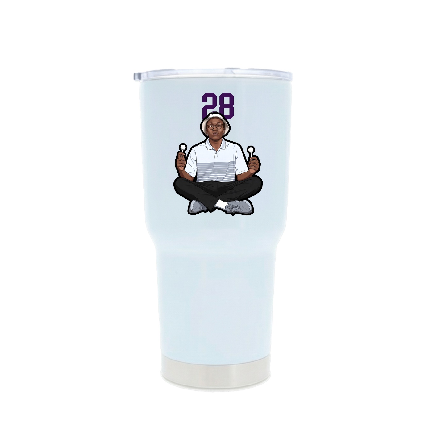 30oz Stainless Steel Tumbler — Number Top in White