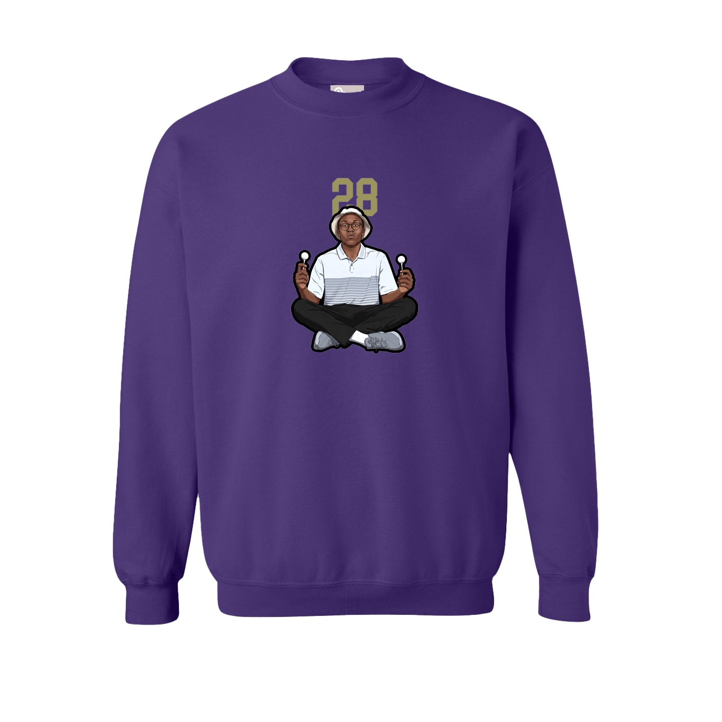 Fleece Crew — Number Top in Purple