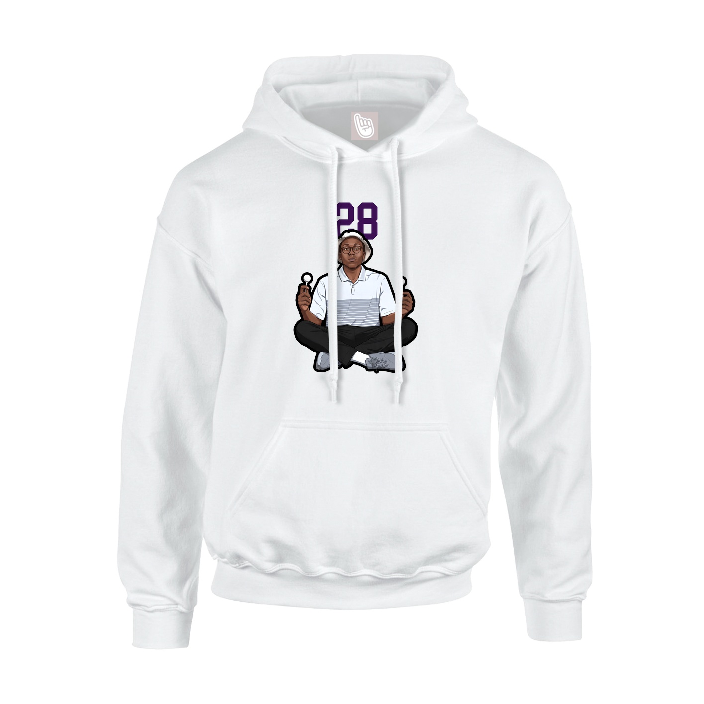 Youth Hoodie — Number Top in White