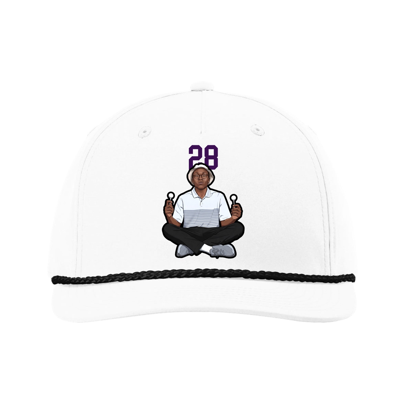 Five-Panel Classic Rope Cap — Number Top in White