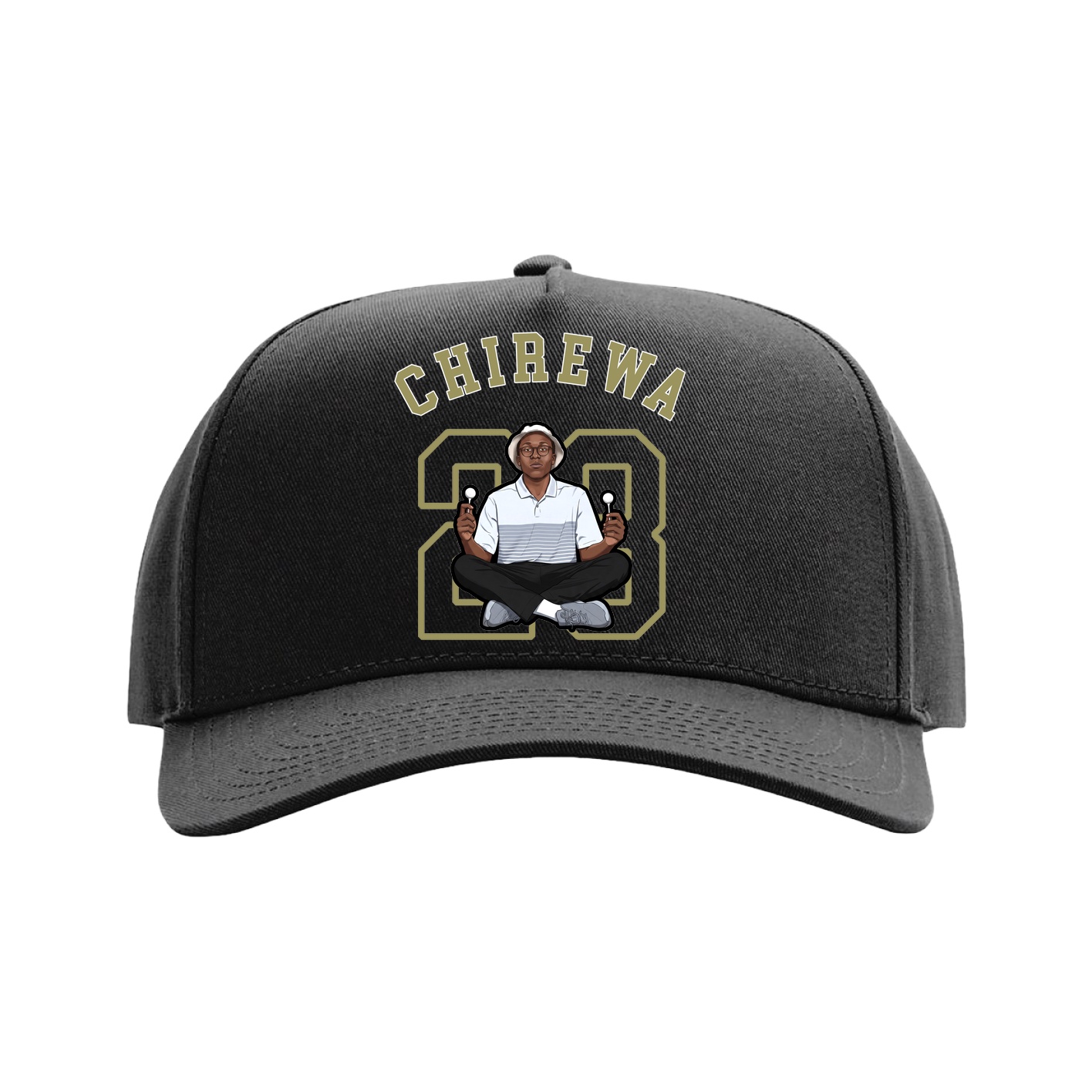 Full Fabric Five-Panel Champ Cap — Shirsey Arch in Black