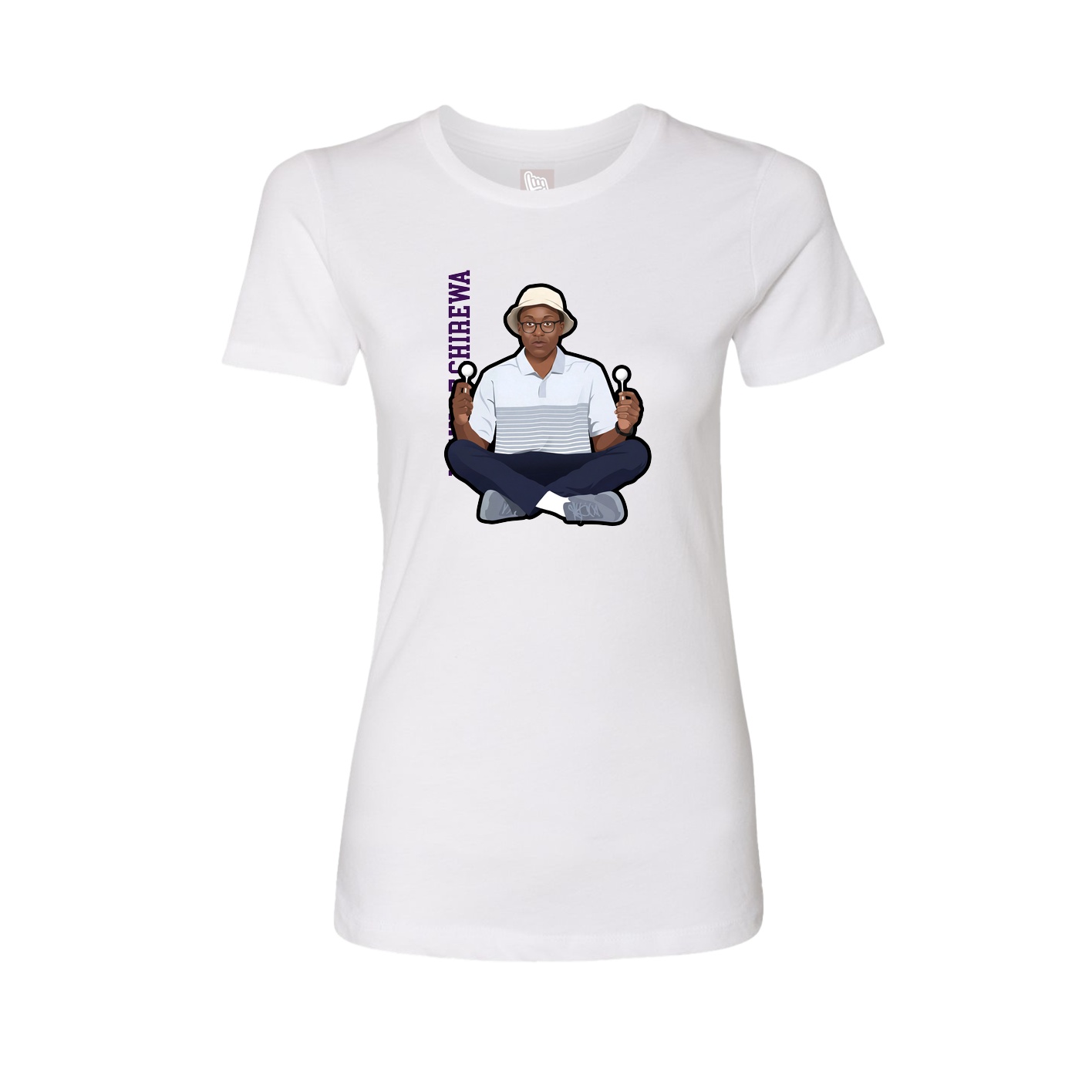Womens Tee — Name Vertical in White