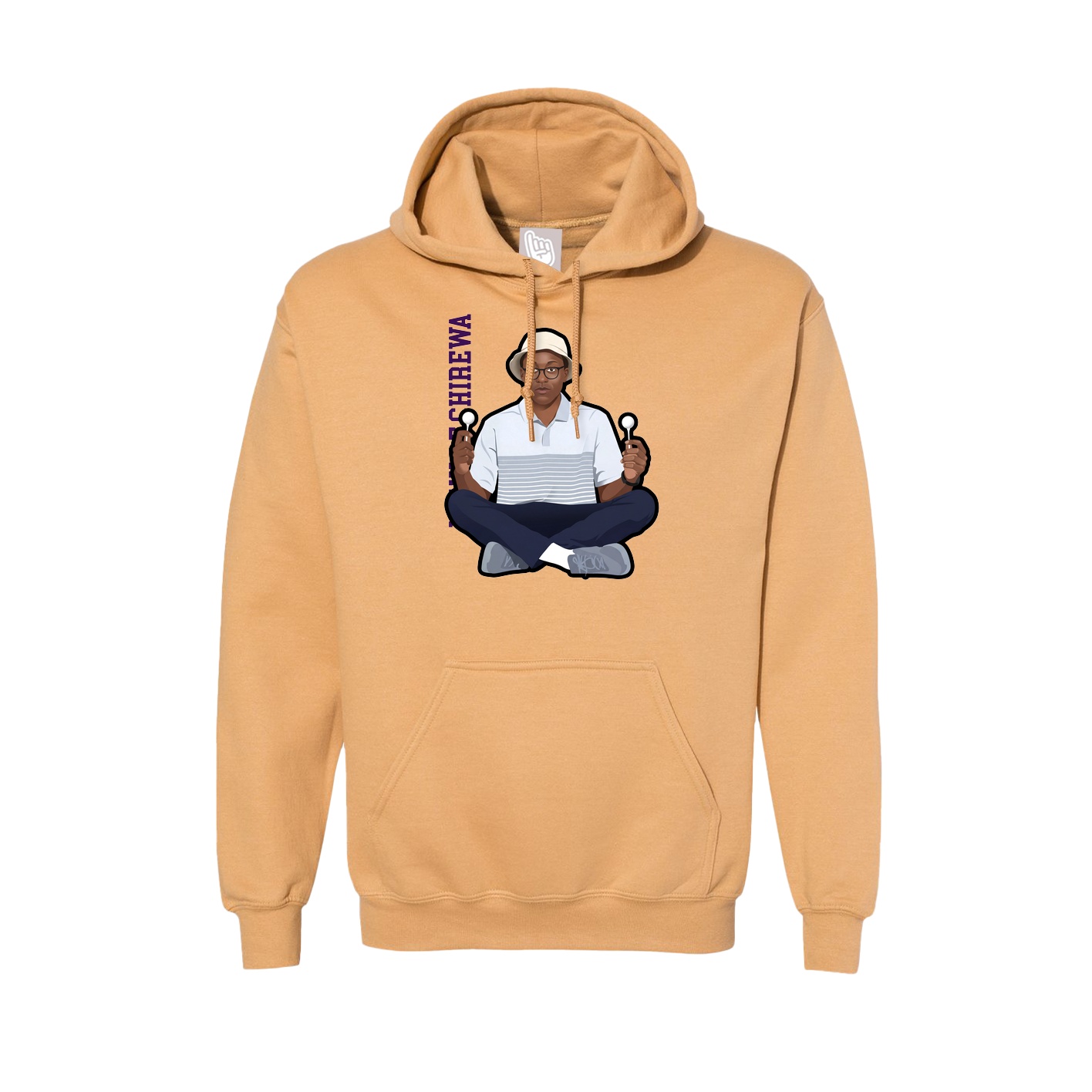 Hoodie — Name Vertical in Vegas Gold