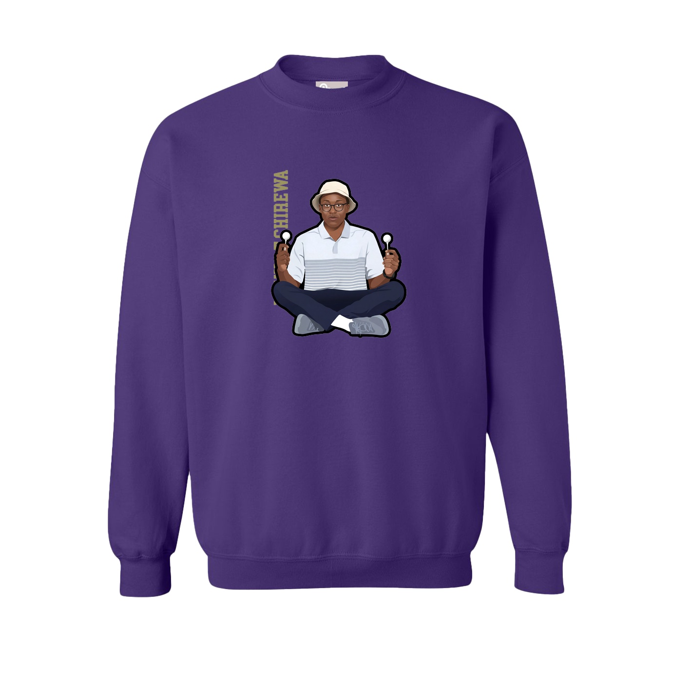 Fleece Crew — Name Vertical in Purple