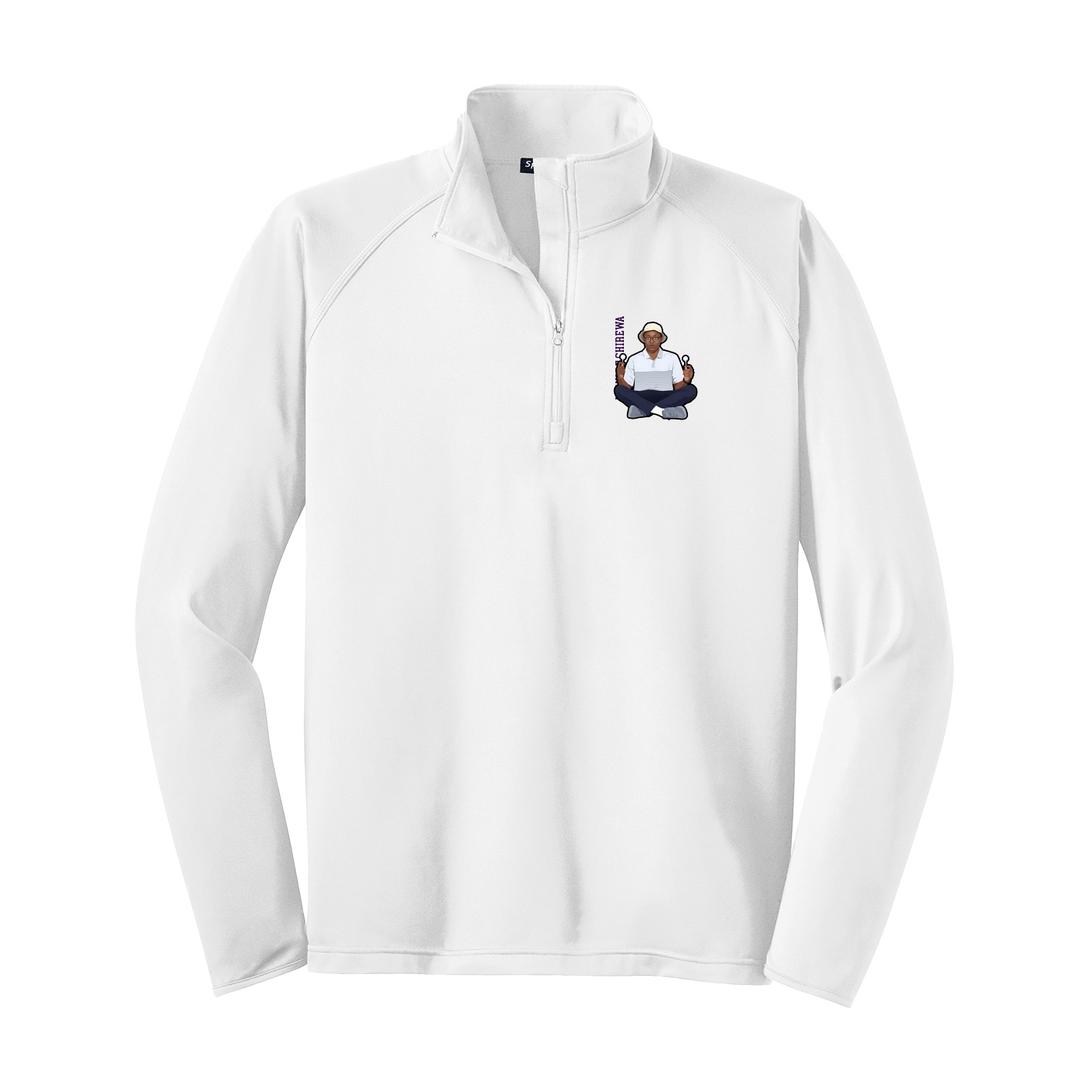 Q-Zip Pullover — Name Vertical in White