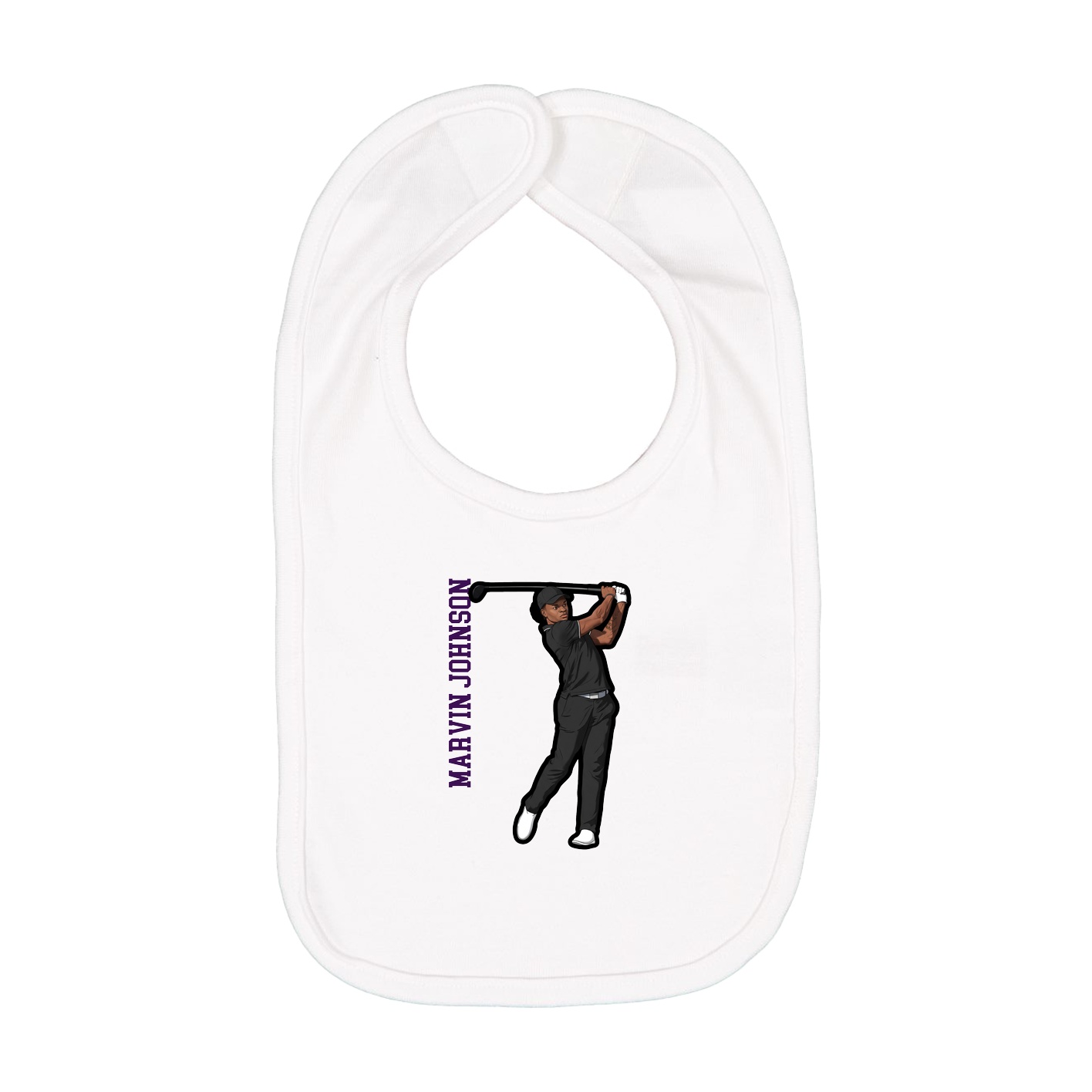 Infant Bib — Name Vertical in White