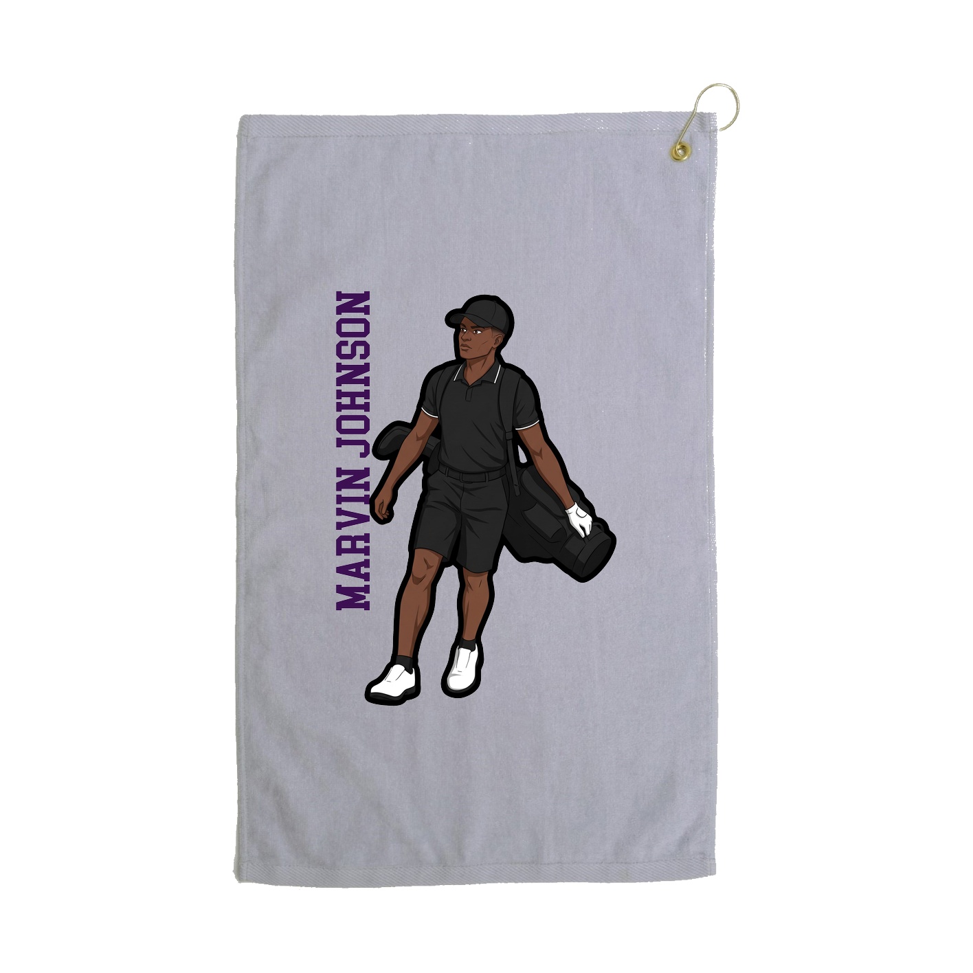 Golf Towel — Name Vertical in Grey