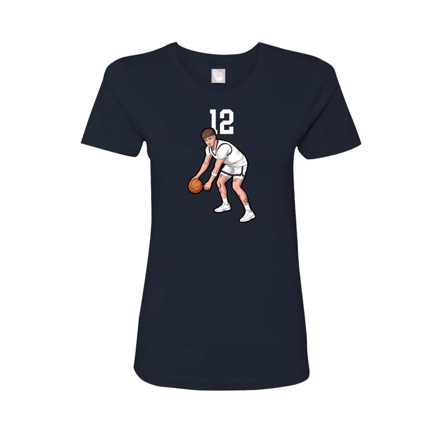 Fitted Women's Tee — Number Top in Navy