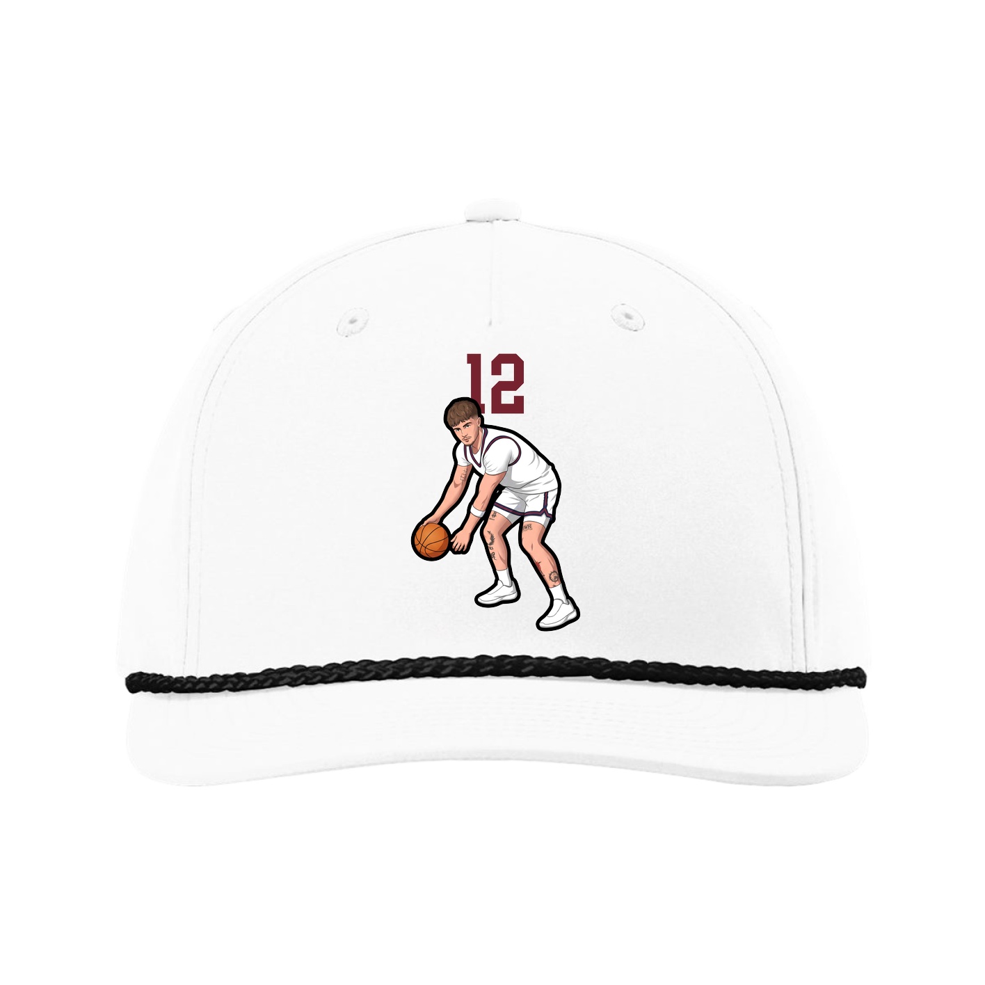 Five-Panel Classic Rope Cap — Number Top in White