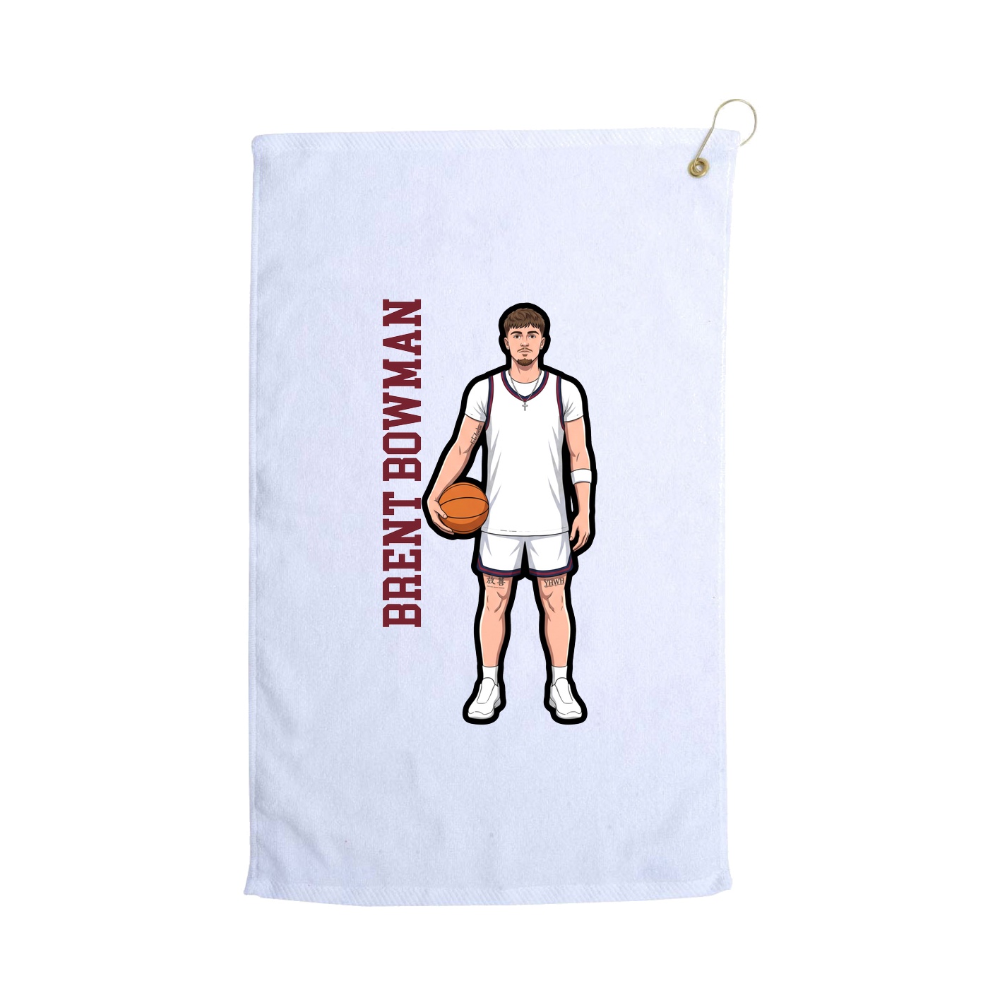 Golf Towel — Name Vertical in White