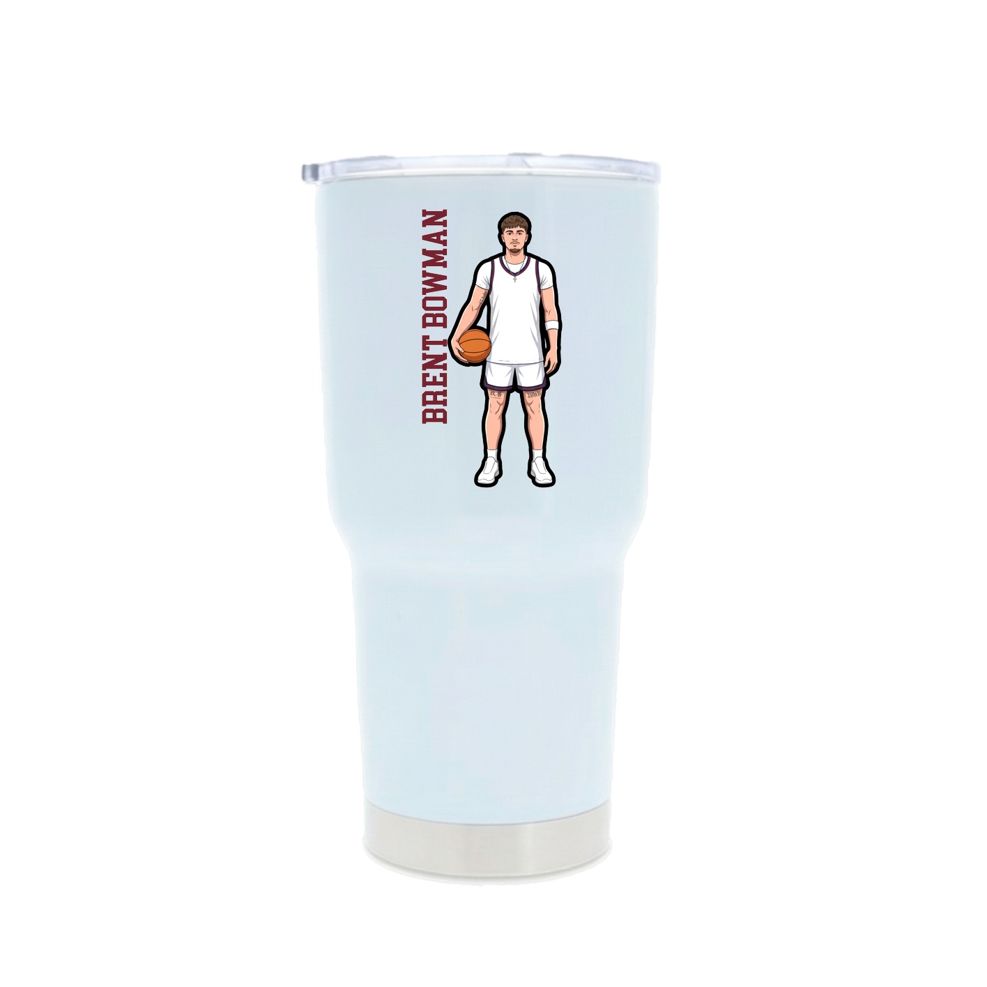 30oz Stainless Steel Tumbler — Name Vertical in White
