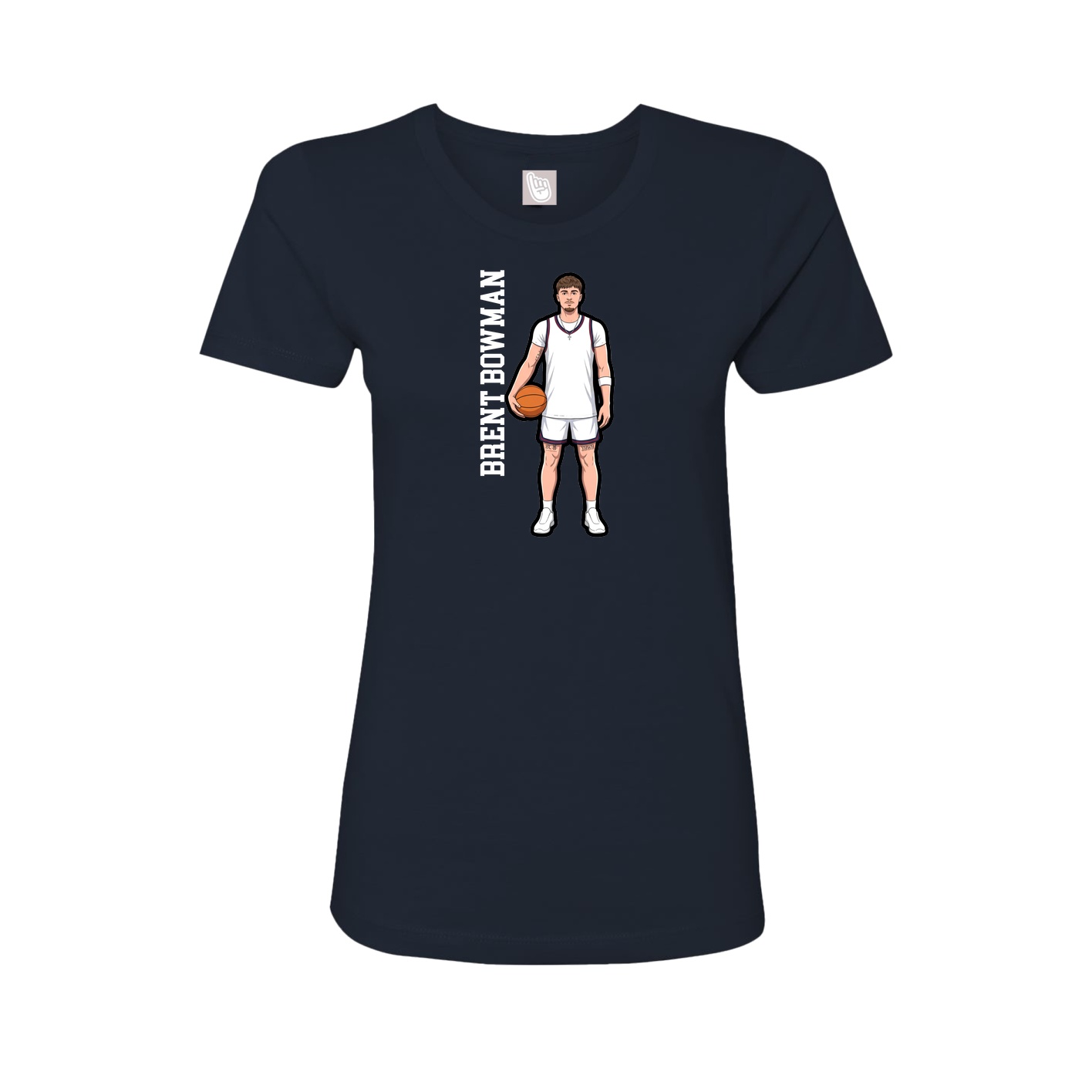 Fitted Women's Tee — Name Vertical in Navy
