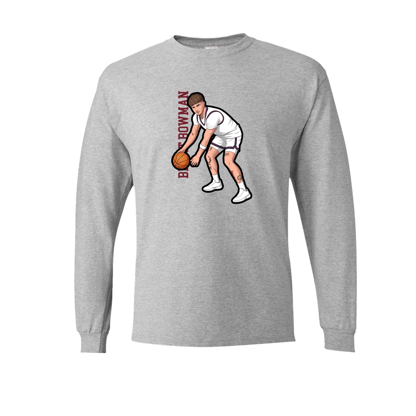 Long Sleeve Tee — Name Vertical in Grey