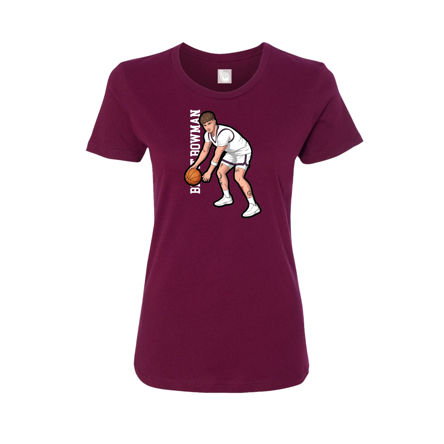 Fitted Women's Tee — Name Vertical in Maroon