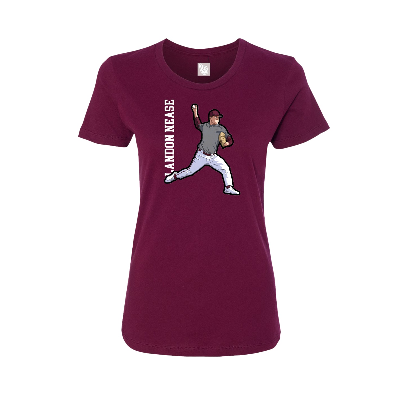 Fitted Women's Tee — Name Vertical in Maroon