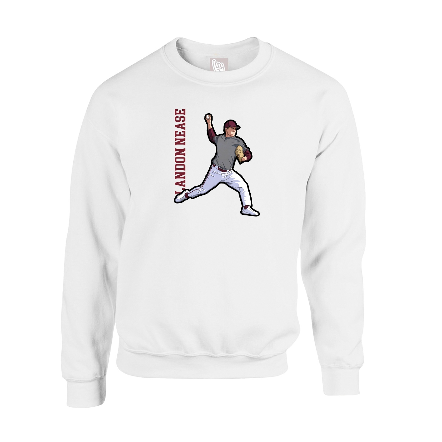 Fleece Crew — Name Vertical in White