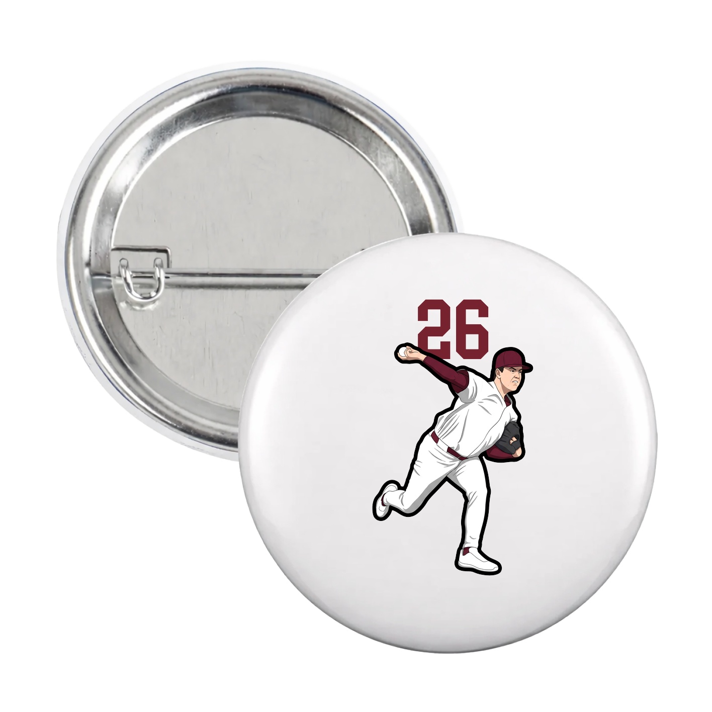 Game Day Button — Number Top in White