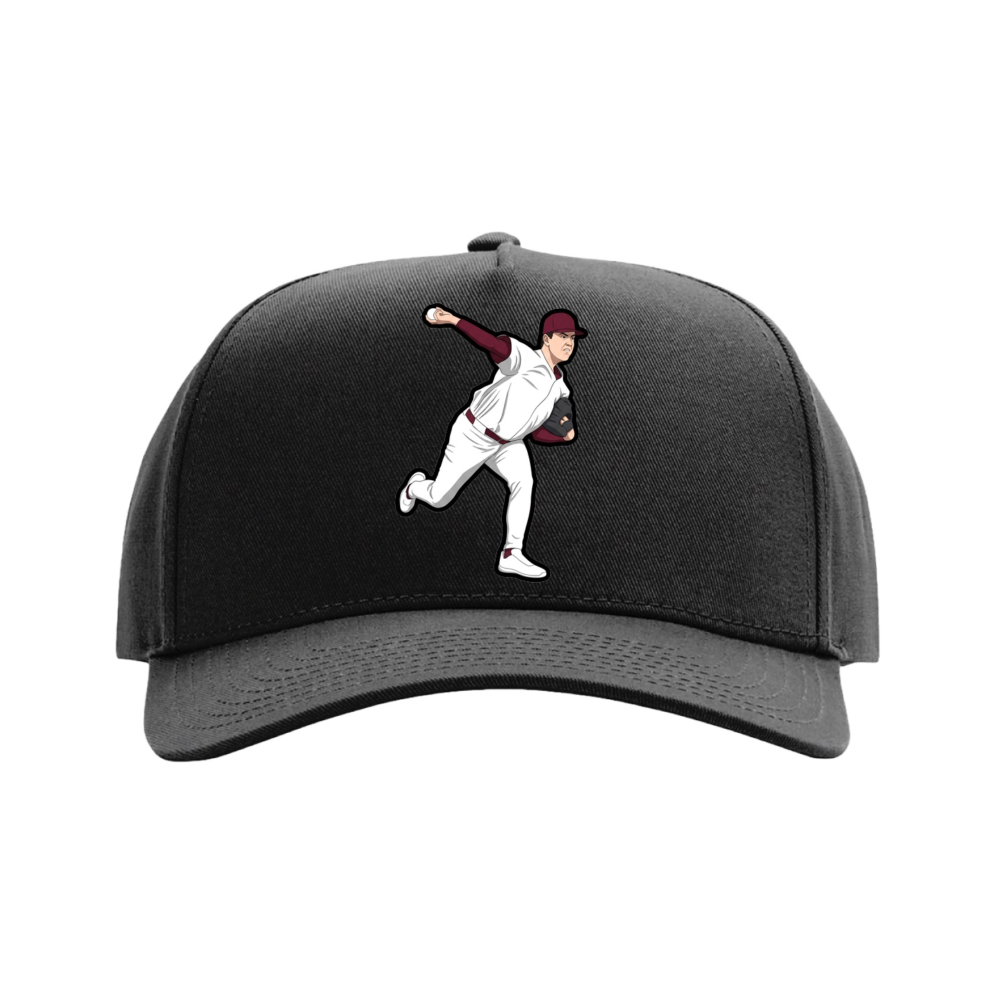 Full Fabric Five-Panel Champ Cap — Name Vertical in Black