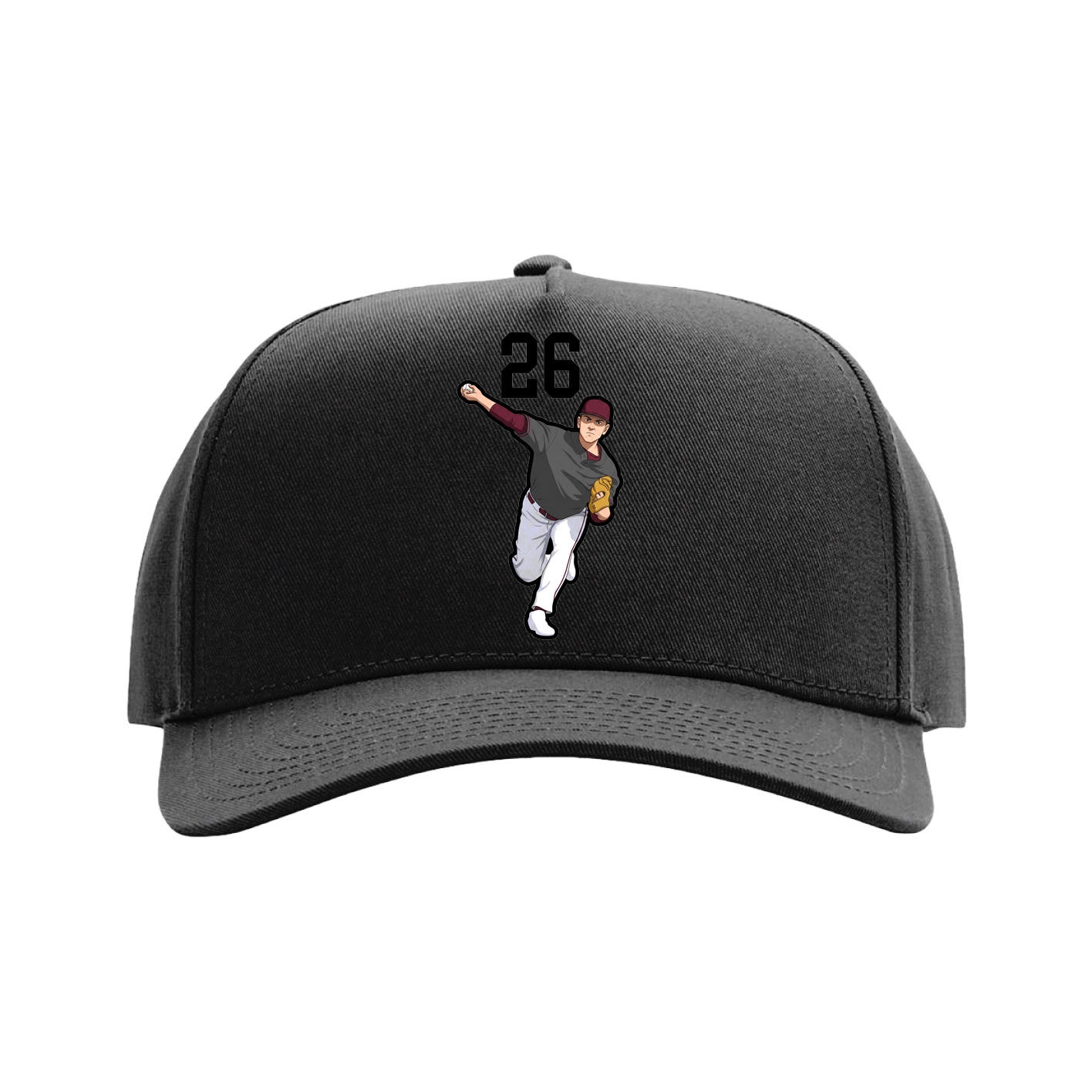 Full Fabric Five-Panel Champ Cap — Number Top in Black