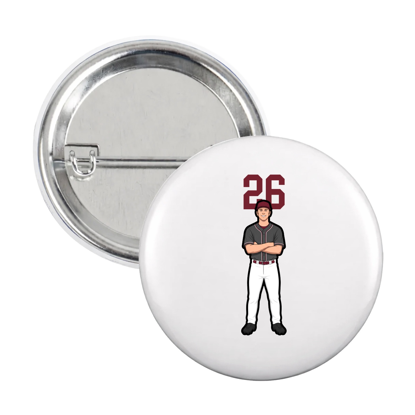Game Day Button — Number Top in White