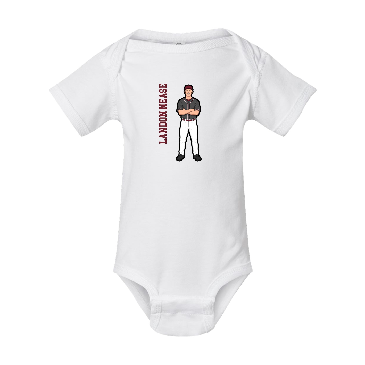 Baby Onesie — Name Vertical in White