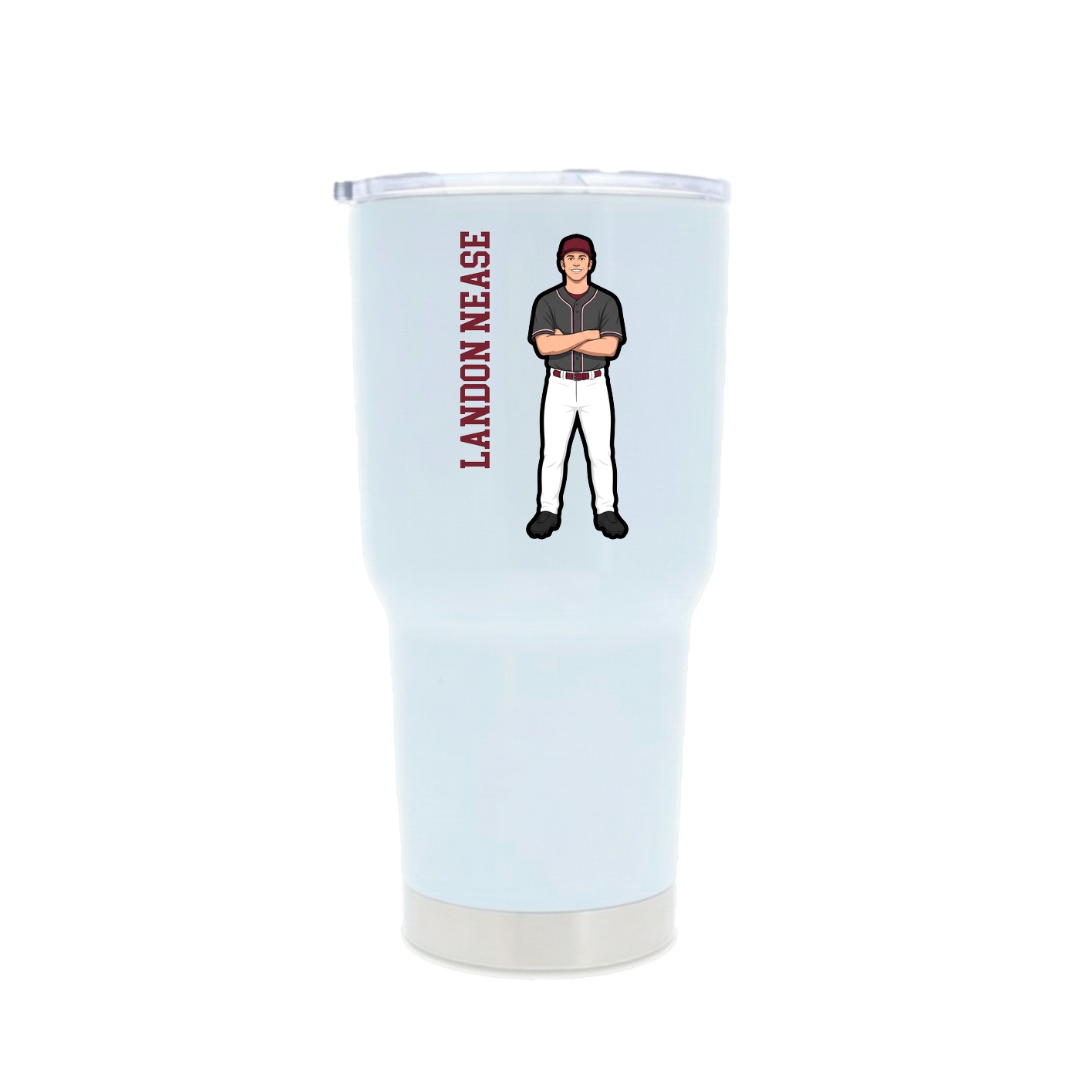 30oz Stainless Steel Tumbler — Name Vertical in White