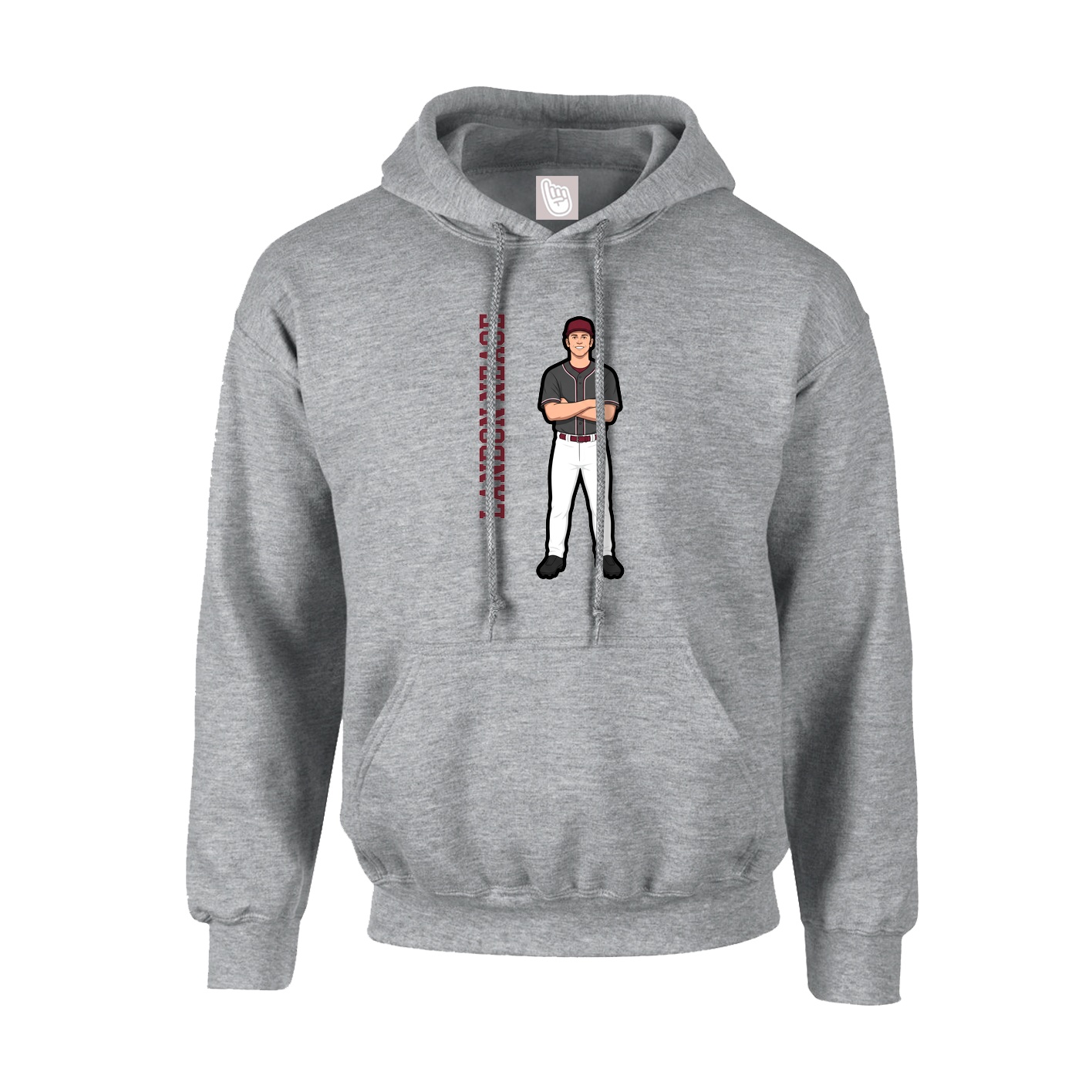Youth Hoodie — Name Vertical in Grey