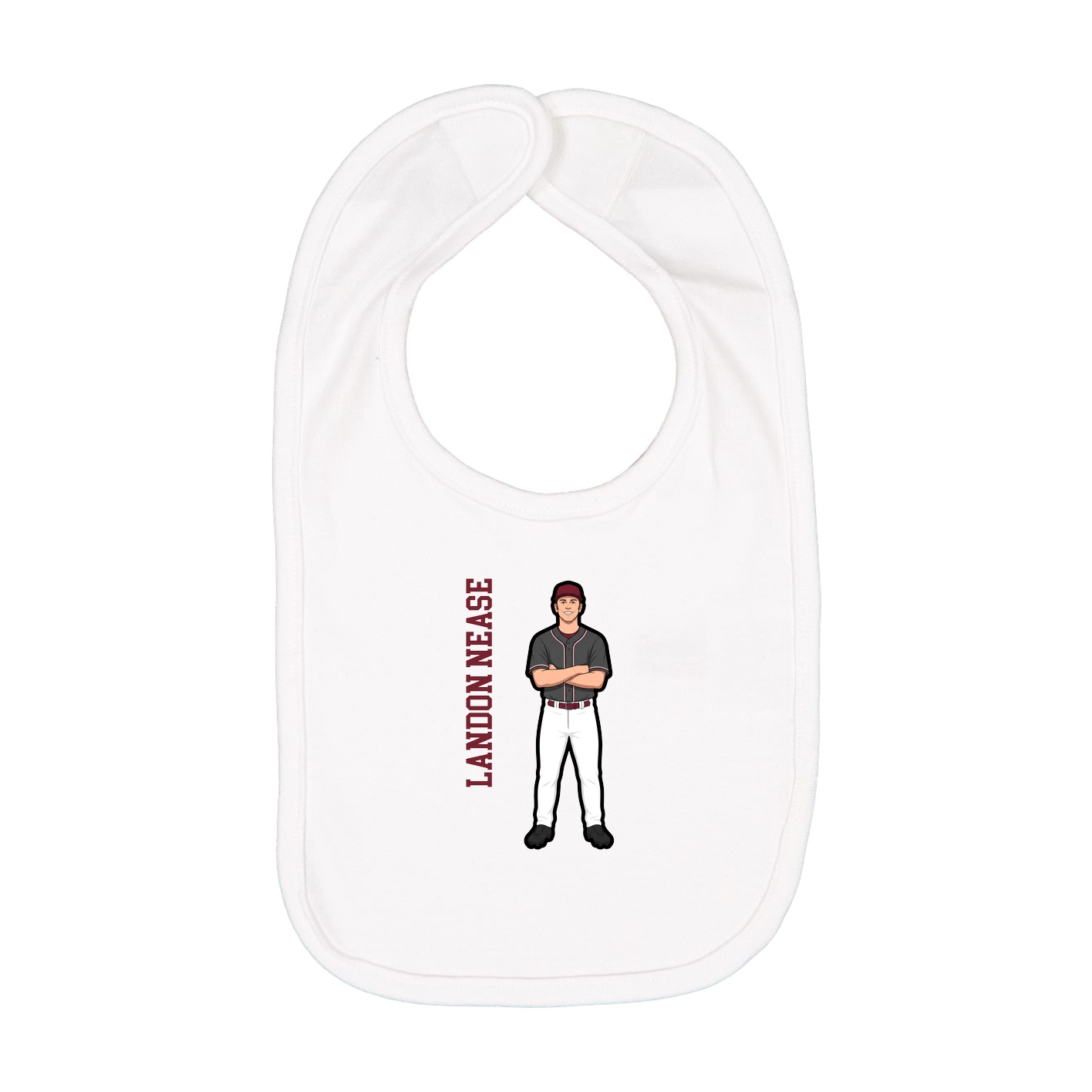 Infant Bib — Name Vertical in White