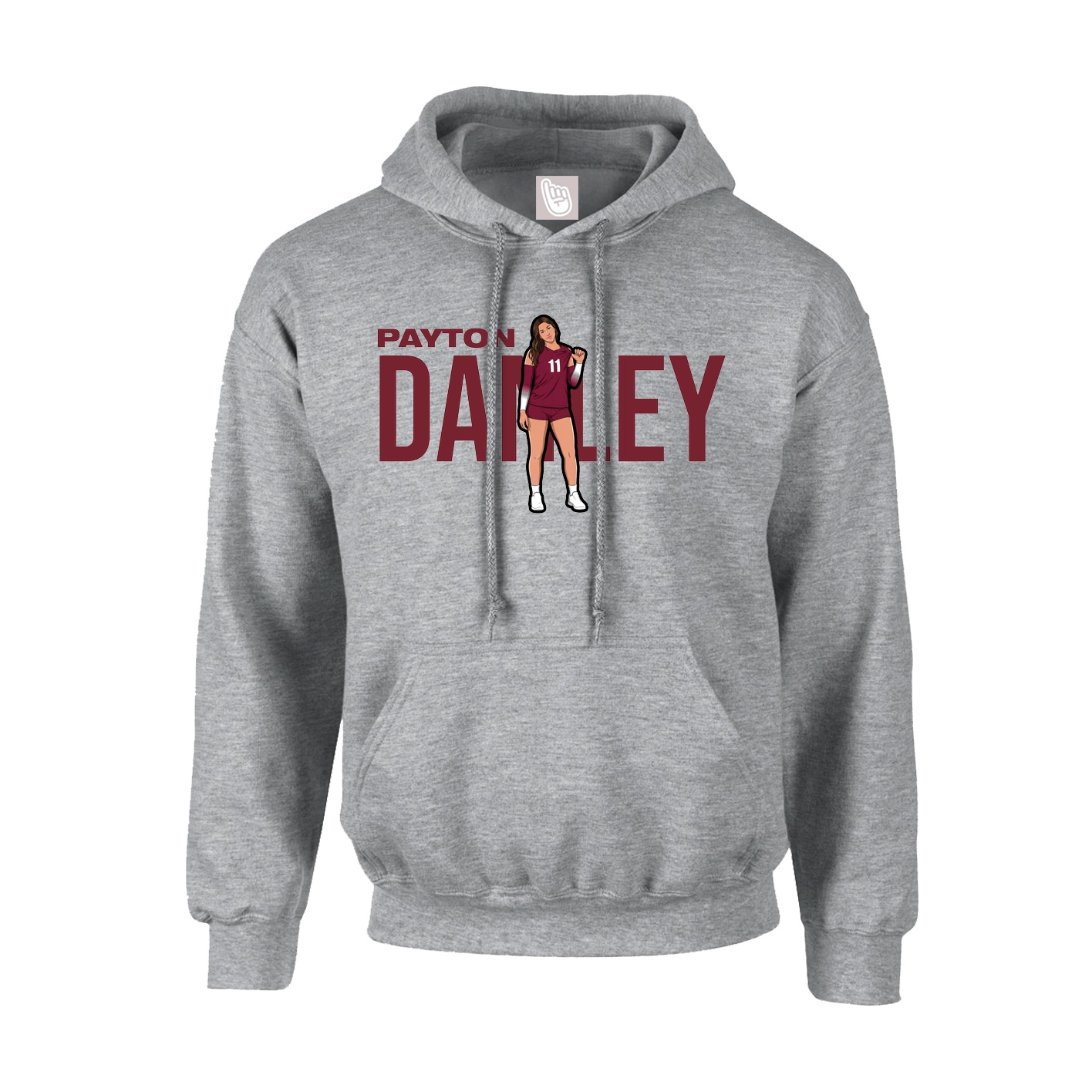 Youth Hoodie — Player Name in Grey