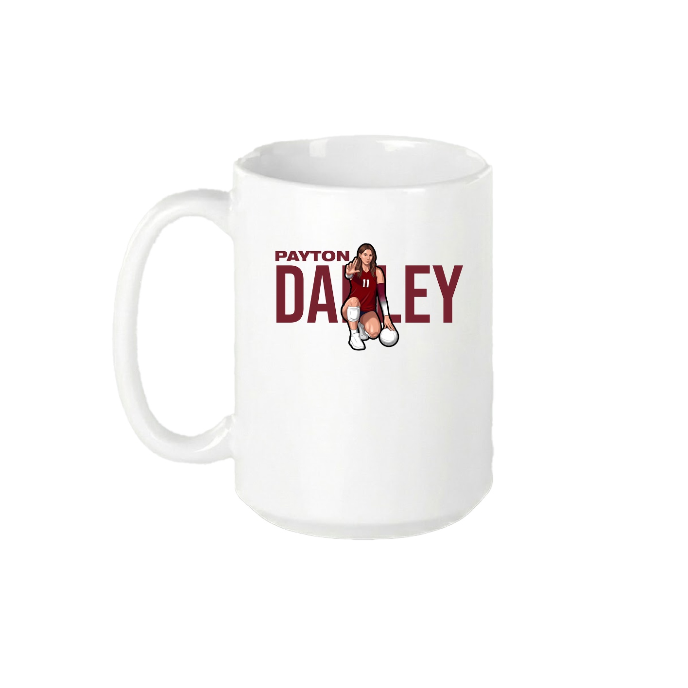 15oz Coffee Mug — Player Name in White
