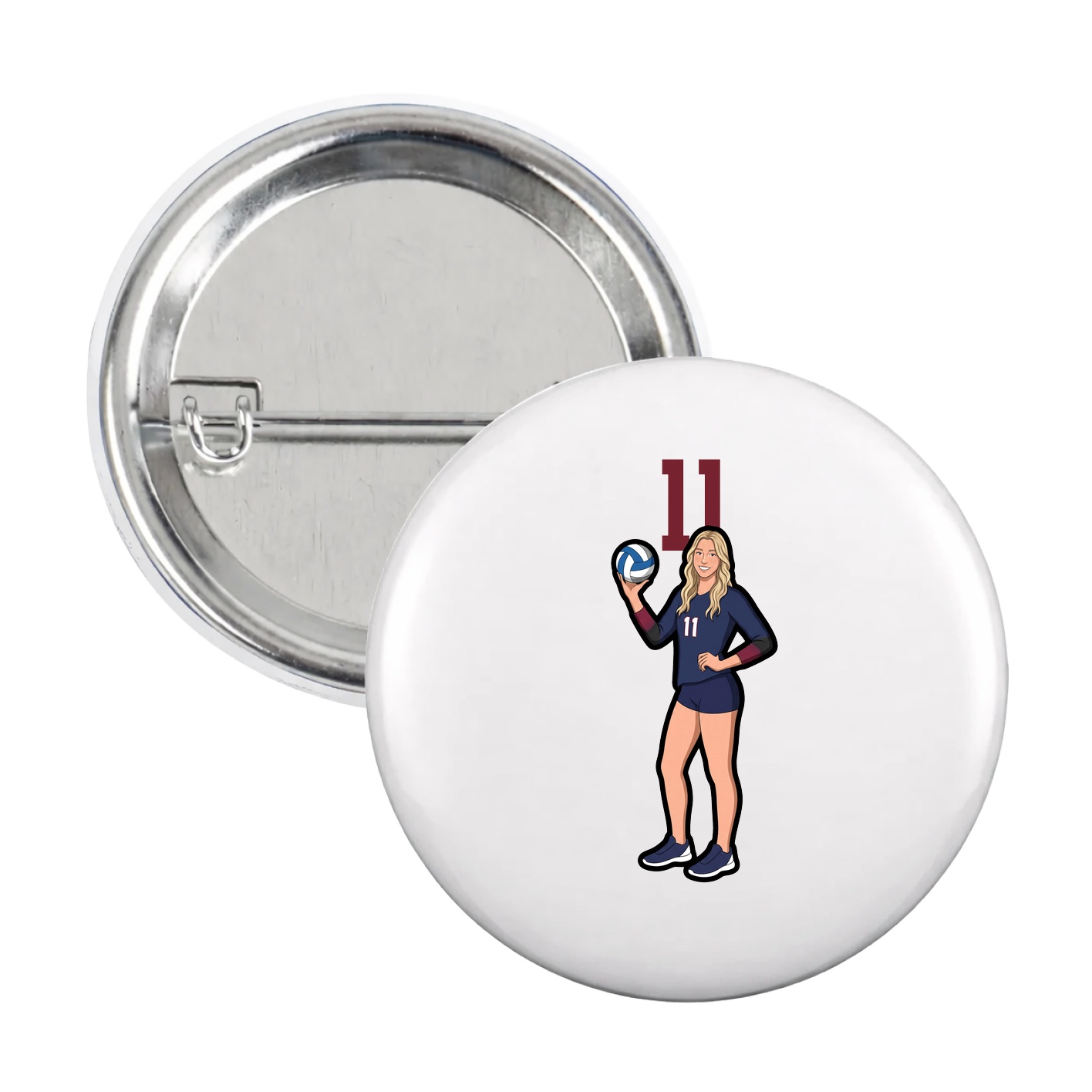 Game Day Button — Number Top in White