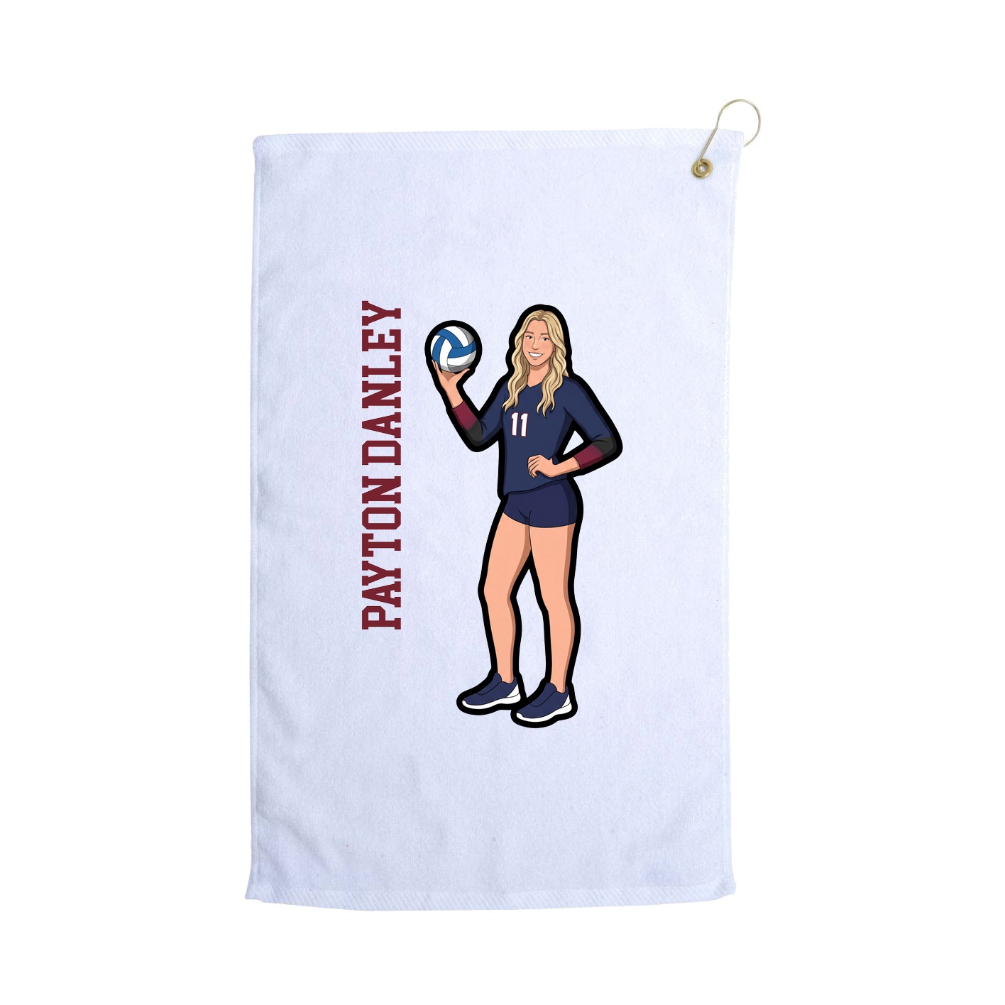 Golf Towel — Name Vertical in White
