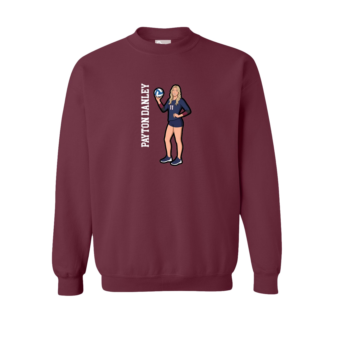 Fleece Crew — Name Vertical in Maroon