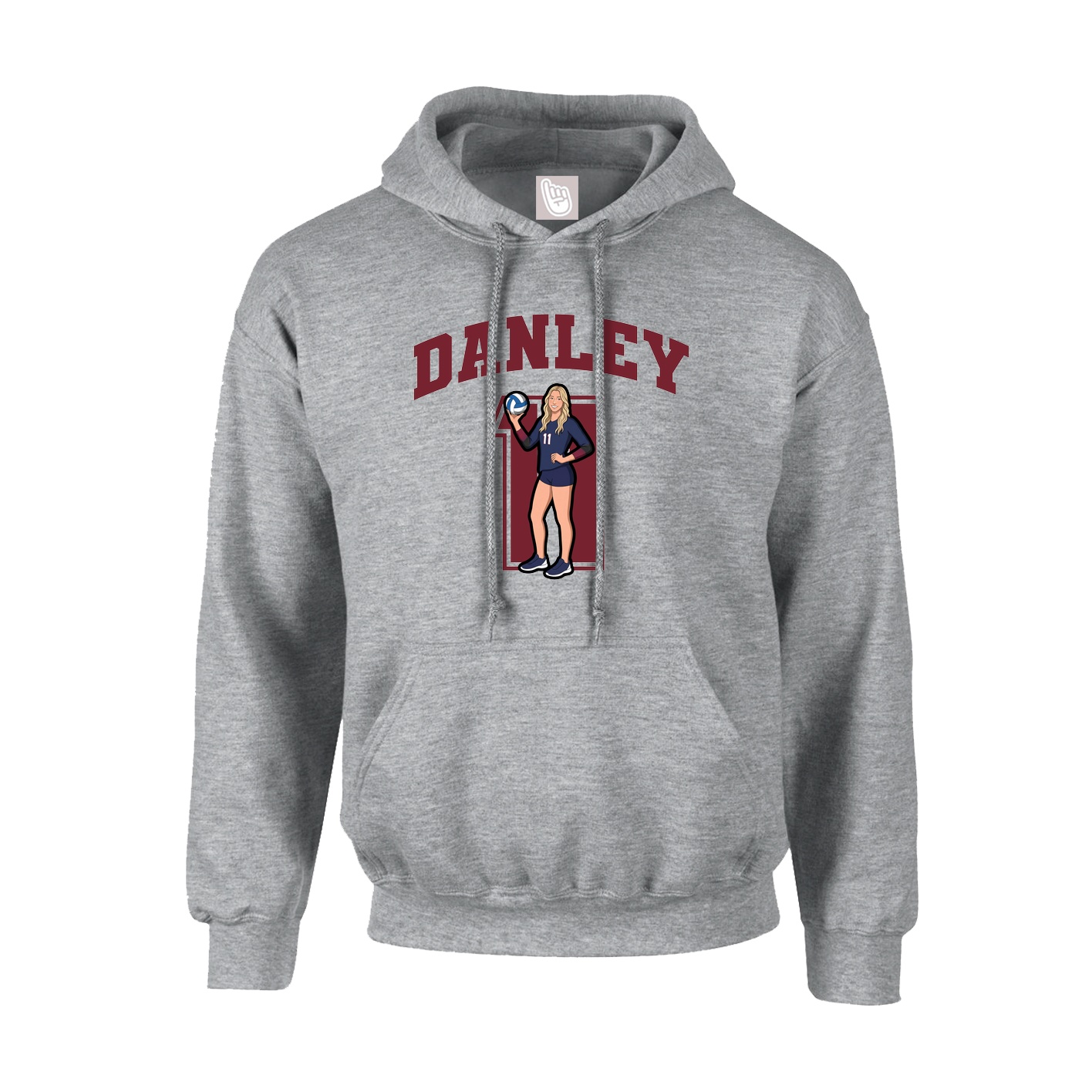 Youth Hoodie — Number in Grey