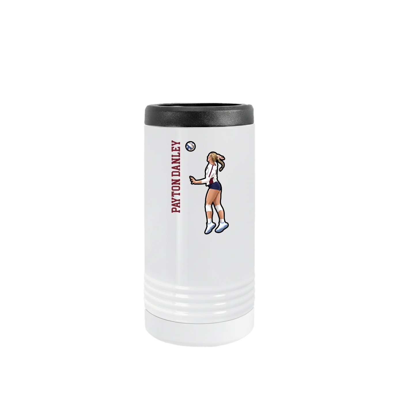 Slim Beverage Holder — Name Vertical in White