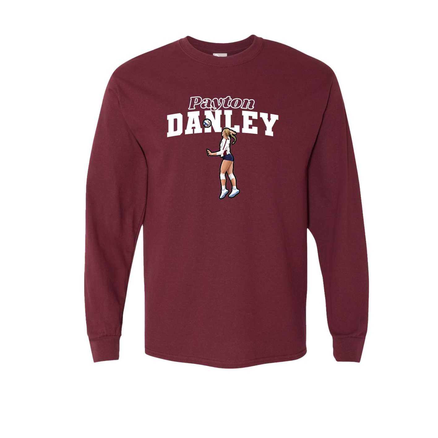 Long Sleeve Tee — Name Arch in Maroon