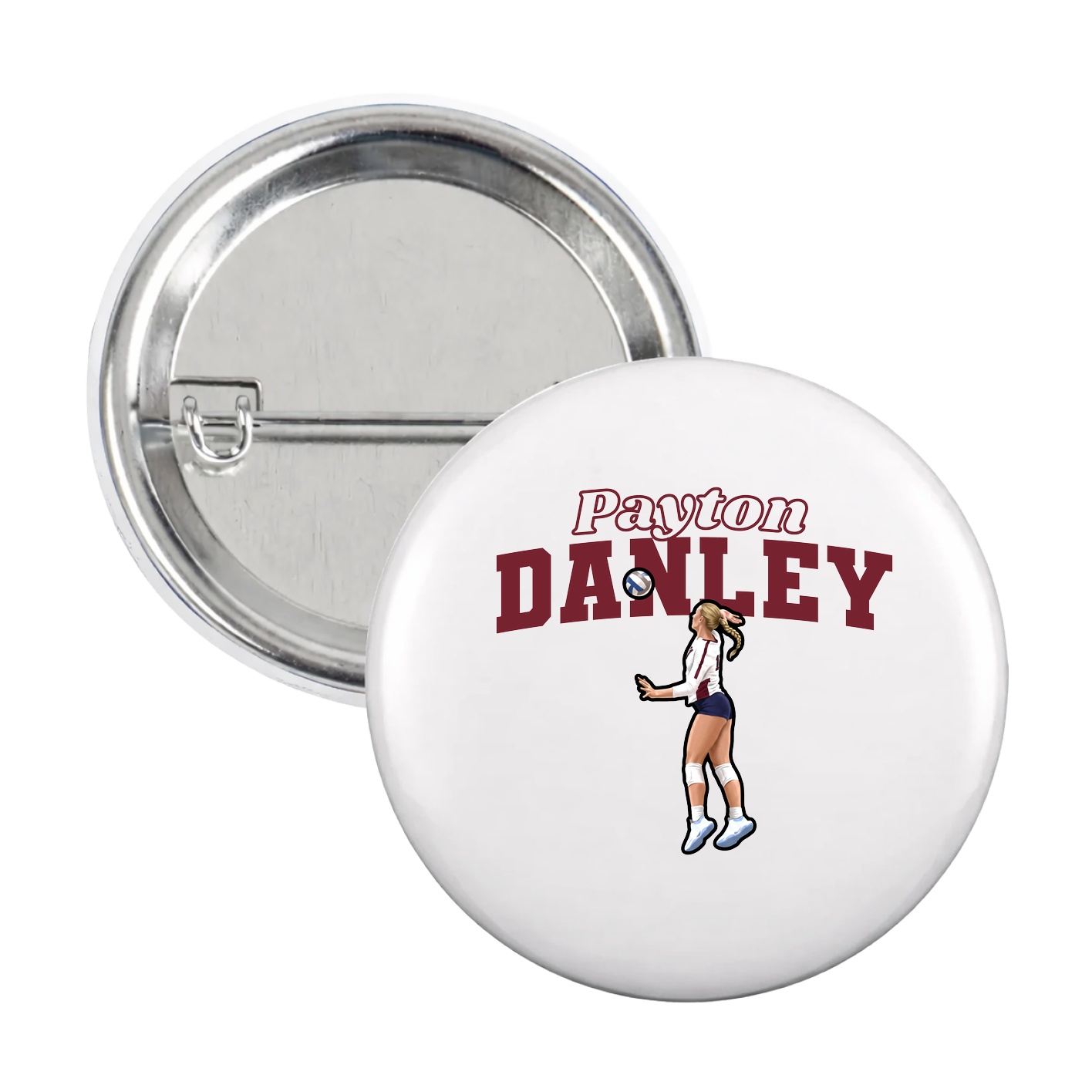Game Day Button — Name Arch in White